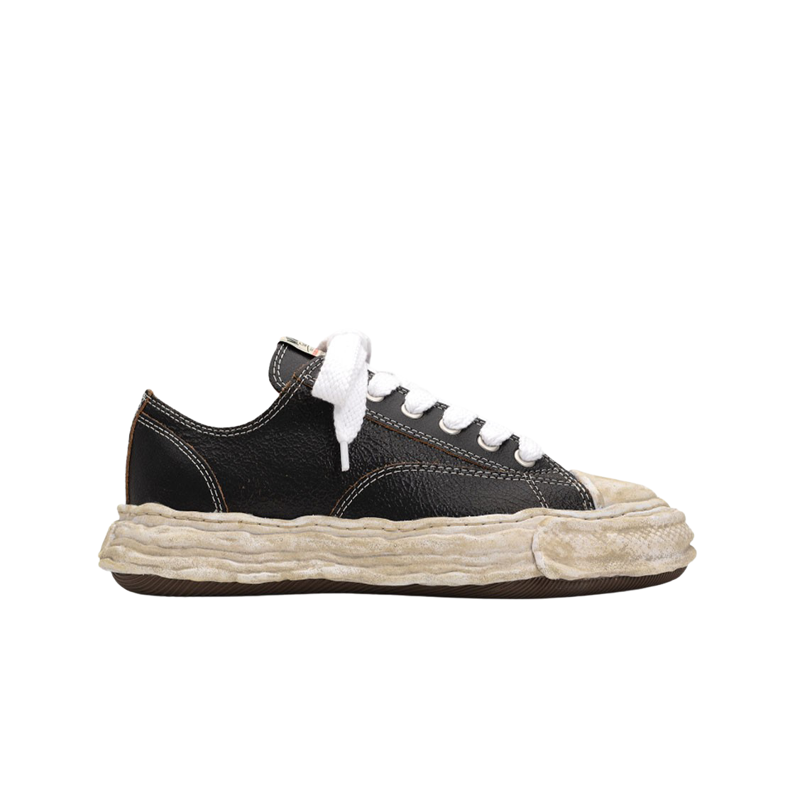 메종 미하라 야스히로 피터슨23 OG 솔 크랙킹 레더 로우탑 스니커즈 블랙