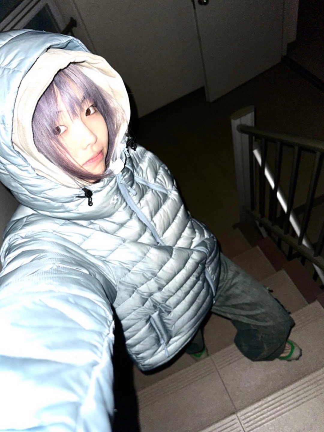 Sansan Gear Windblock Jacket Ivory - 22SS, Sansan Gear Suffix Puffer Jacket Sky Blue - 23FW 착용 스타일 - 4