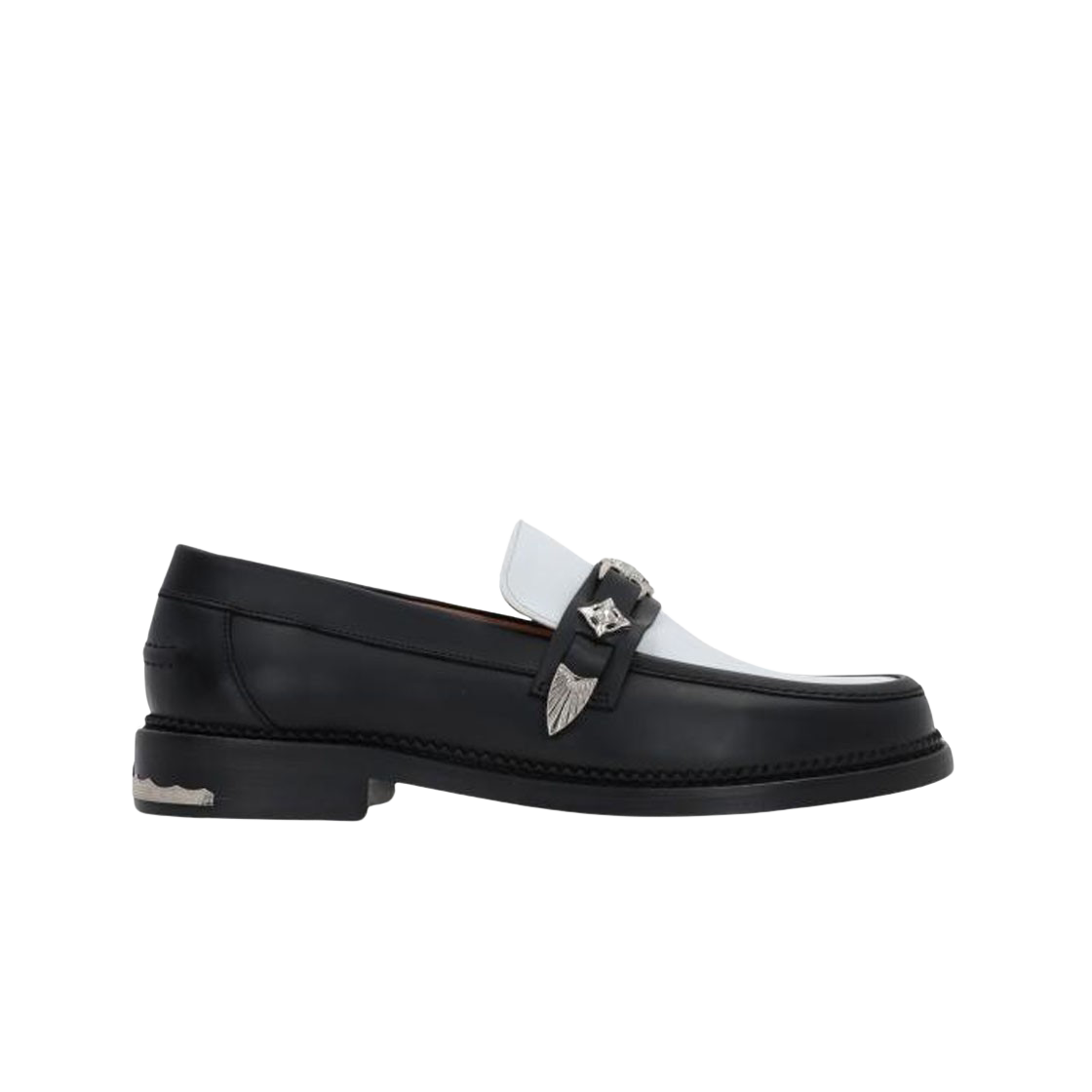 토가 비릴리스 AJ826 하드 레더 로퍼 블랙 화이트(Toga Virilis AJ826 Hard Leather Loafer Black White)