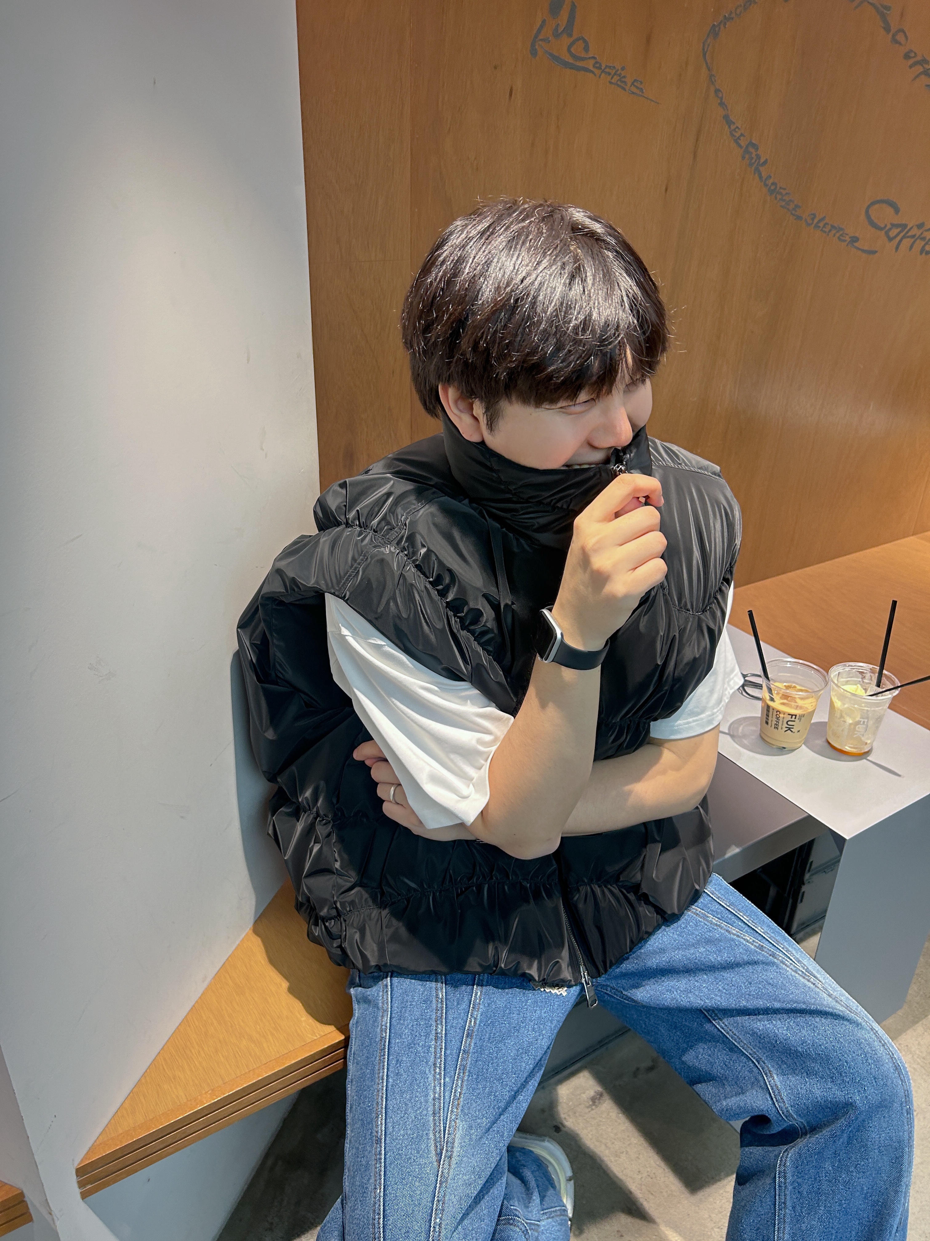 Ader Error Aren Down Vest Noir 착용 스타일