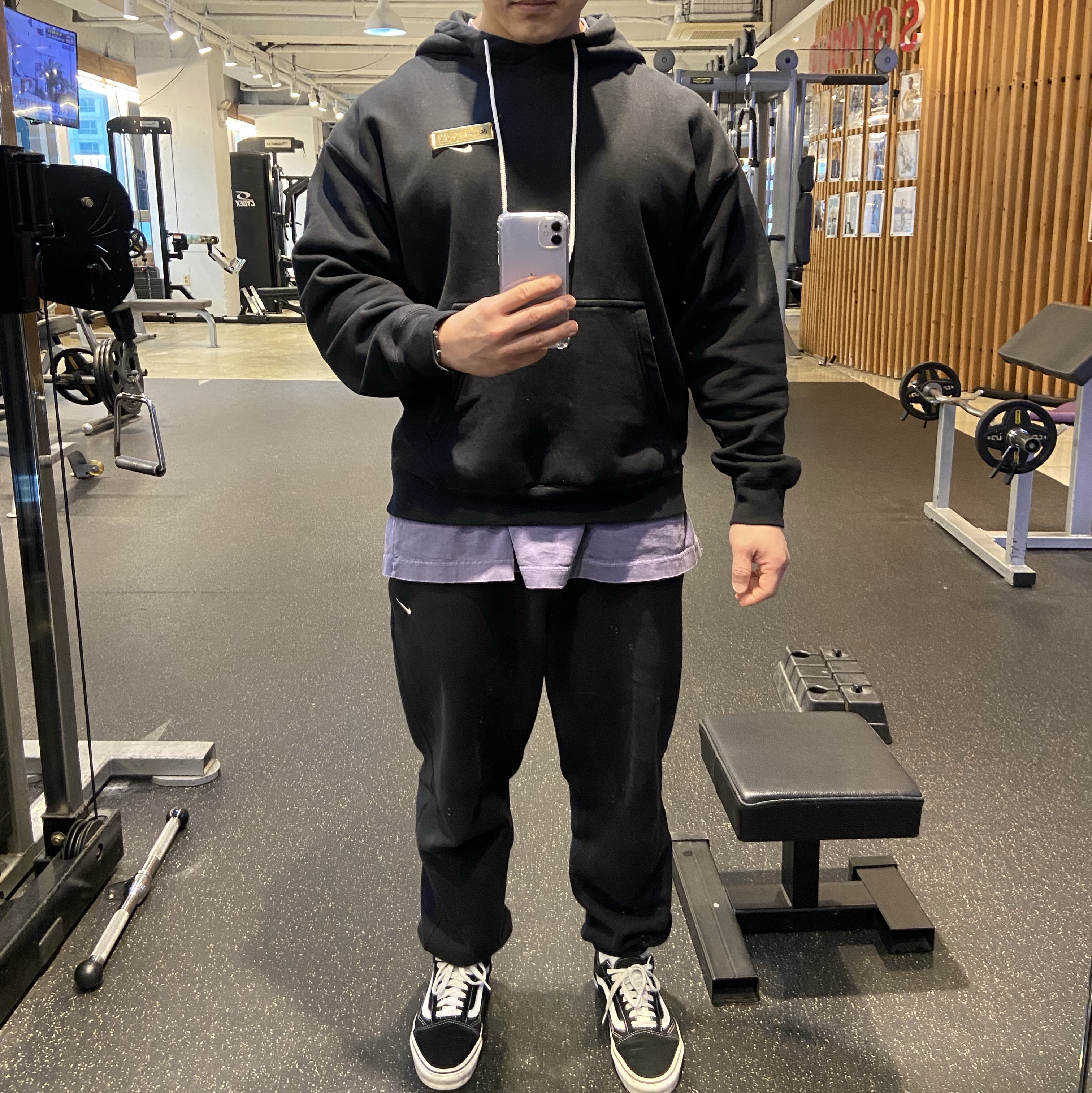 Nike NRG Solo Swoosh Fleece Hoodie Black White - Asia, Nike NRG Solo Swoosh Fleece Pants Black White - Asia 착용 스타일