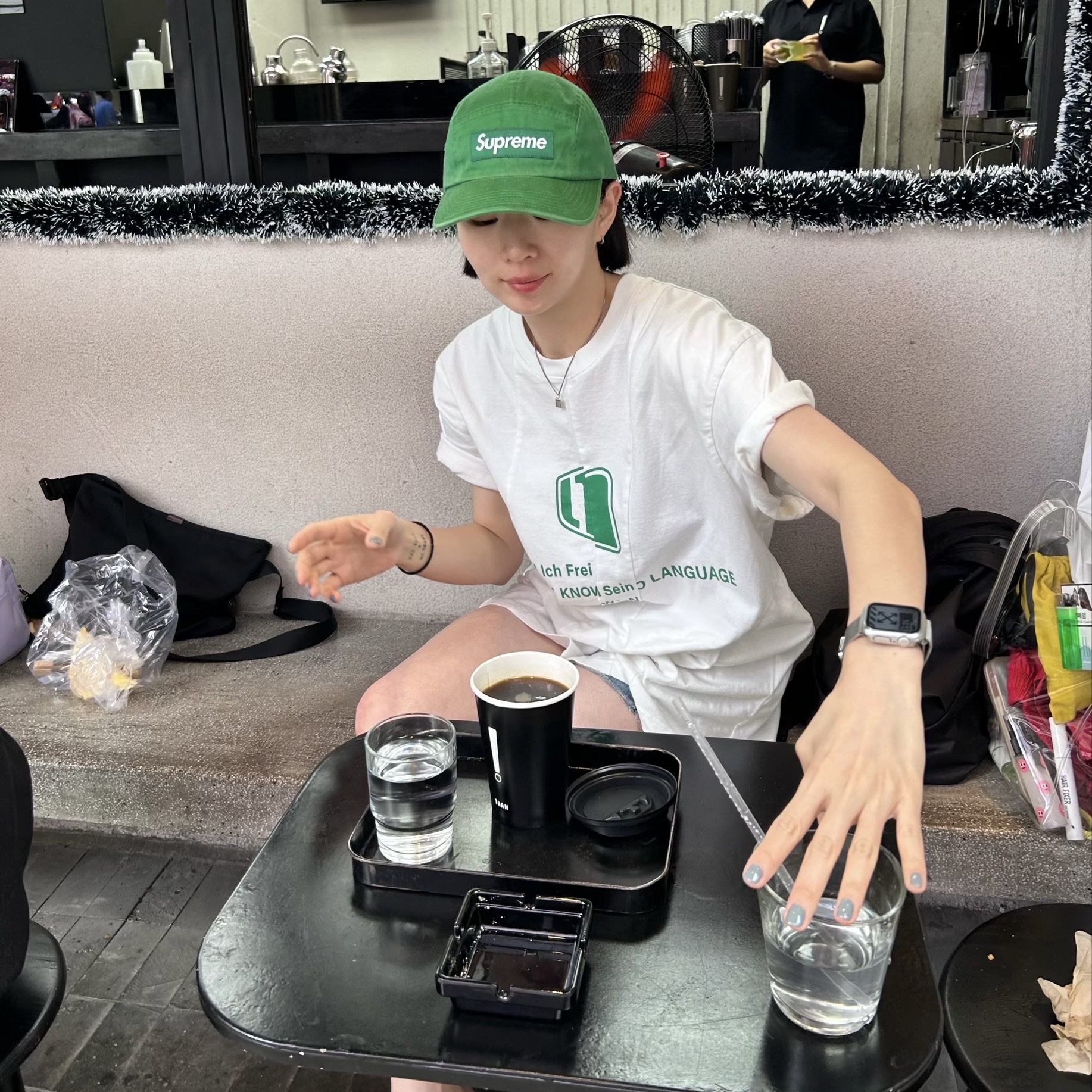 Supreme Washed Chino Twill Camp Cap Green - 22FW 착용 스타일