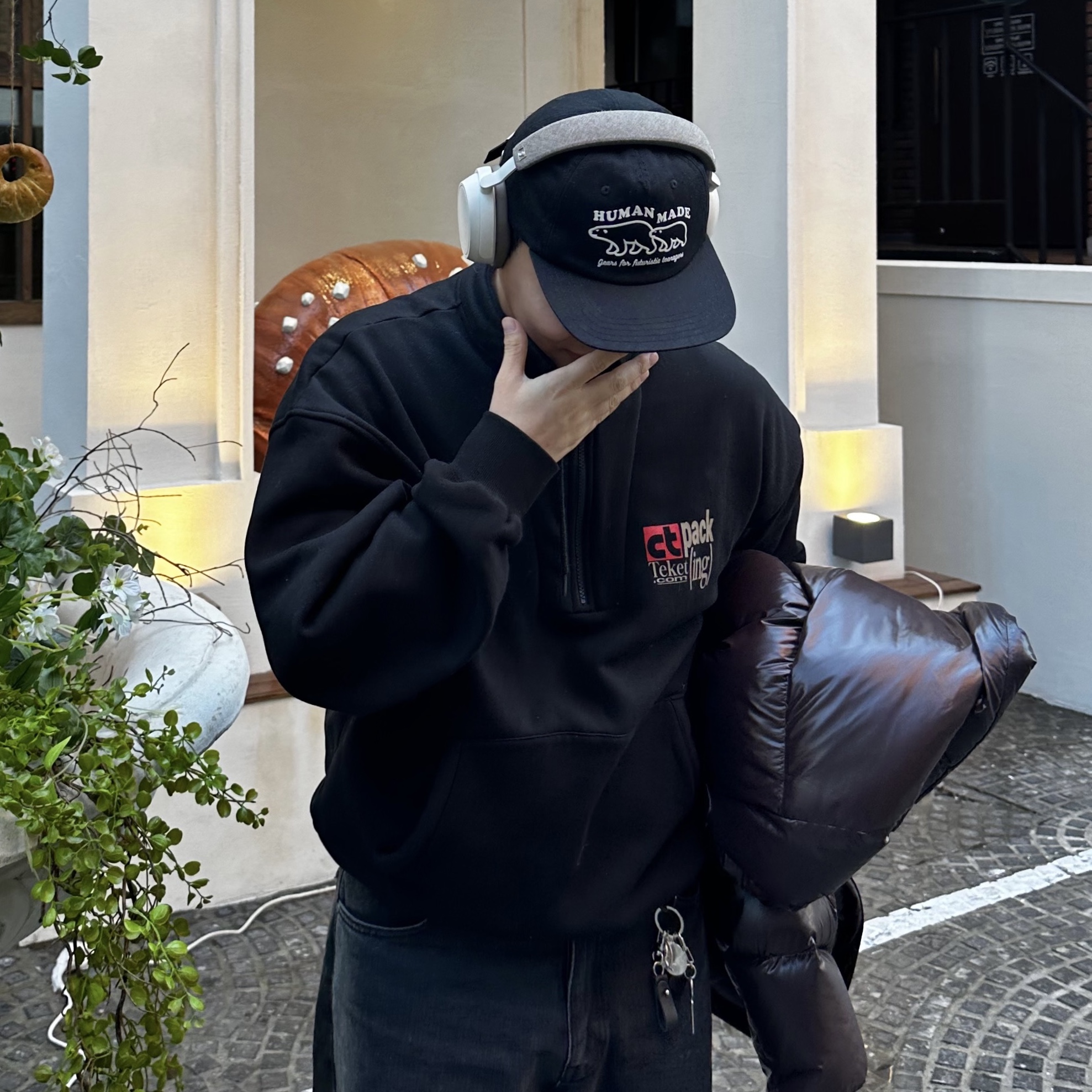 Human Made 5 Panel Cap #2 Black 착용 스타일