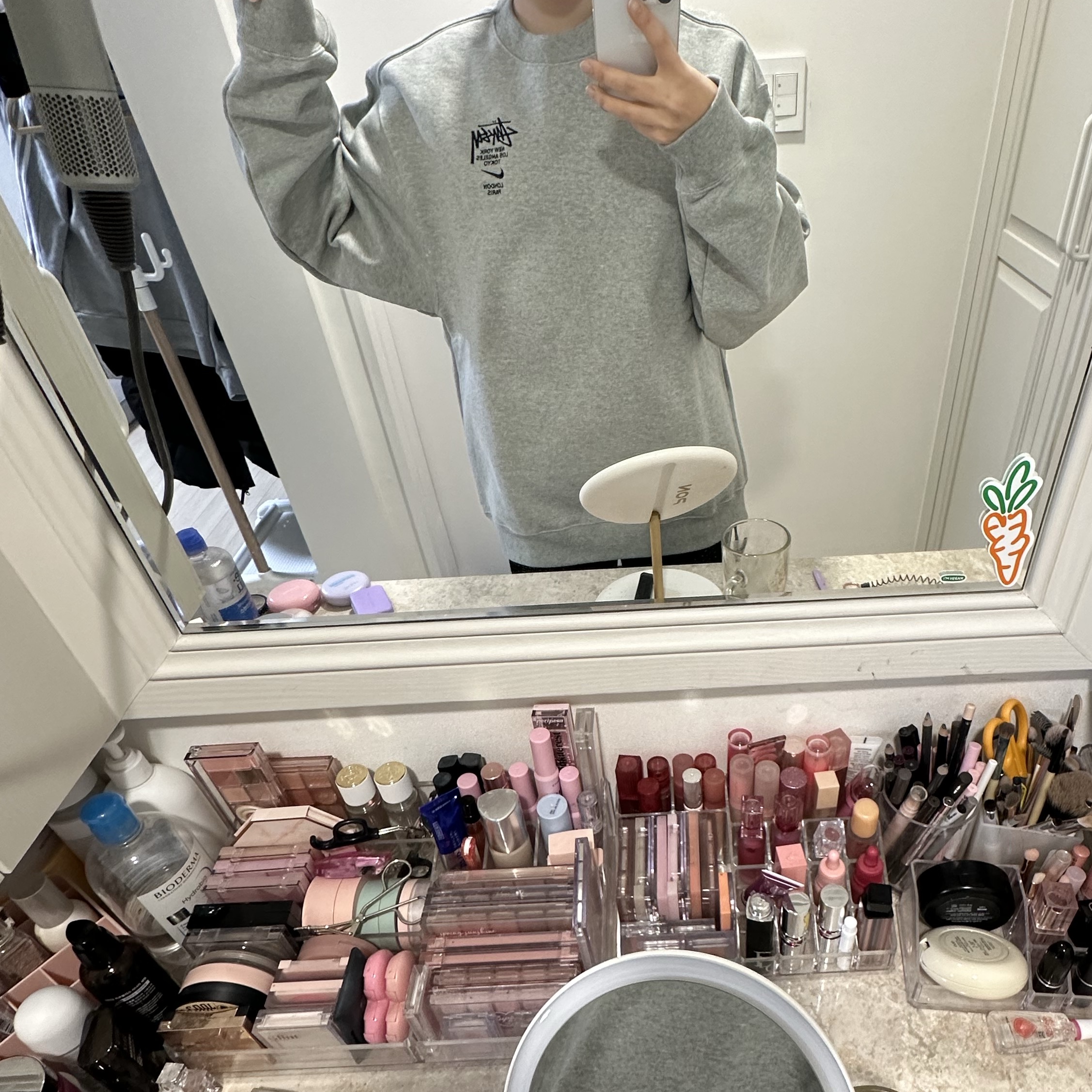 Nike x Stussy NRG ZR Fleece Crewneck Heather Grey - US/EU 착용 스타일