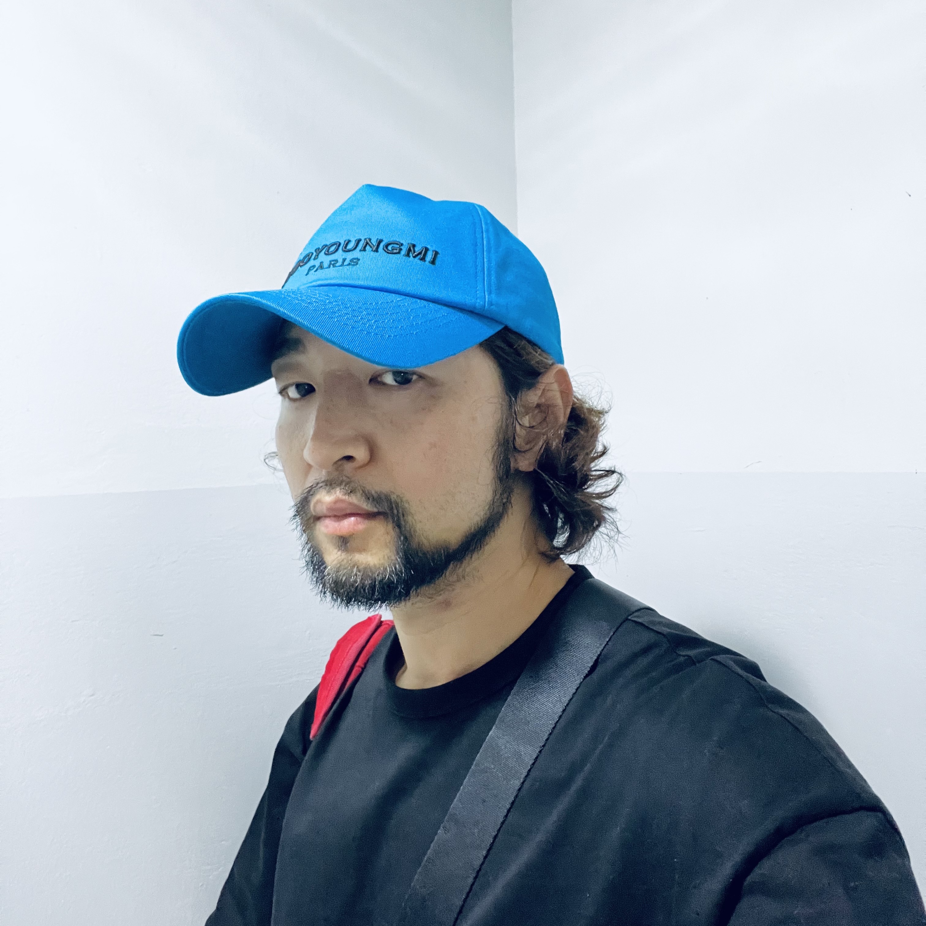 Wooyoungmi Embroidered Ball Cap Blue - 23SS 착용 스타일