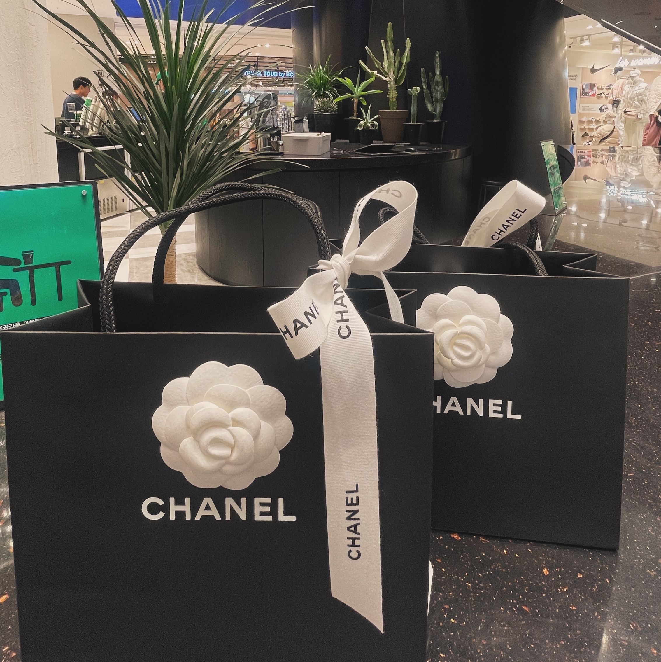 Chanel Classic Card Holder Grained Calfskin & Silver Black 착용 스타일