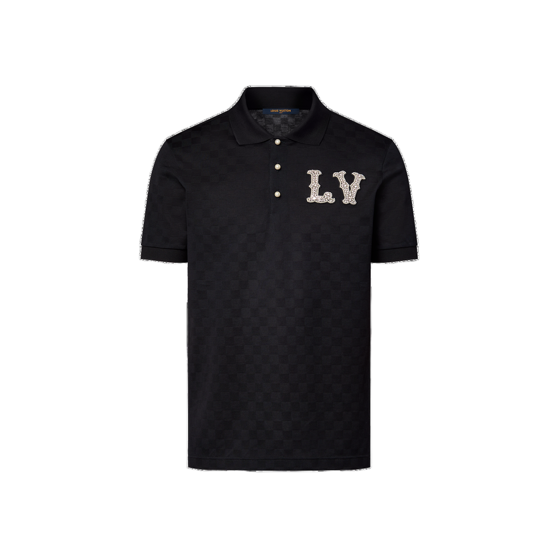 Louis Vuitton Cotton Pique Polo with Embroidered LV Patch Black 상세 이미지 1