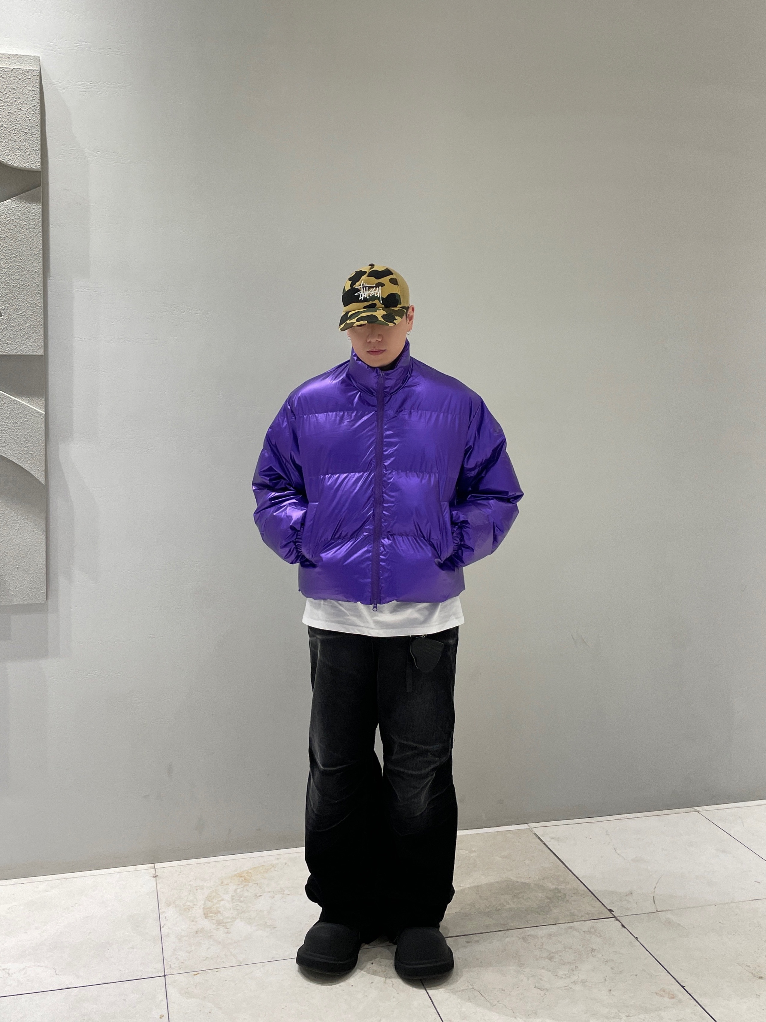 Stussy x BAPE Trucker Cap Yellow, Balenciaga Steroid Derby Black 착용 스타일 - 6