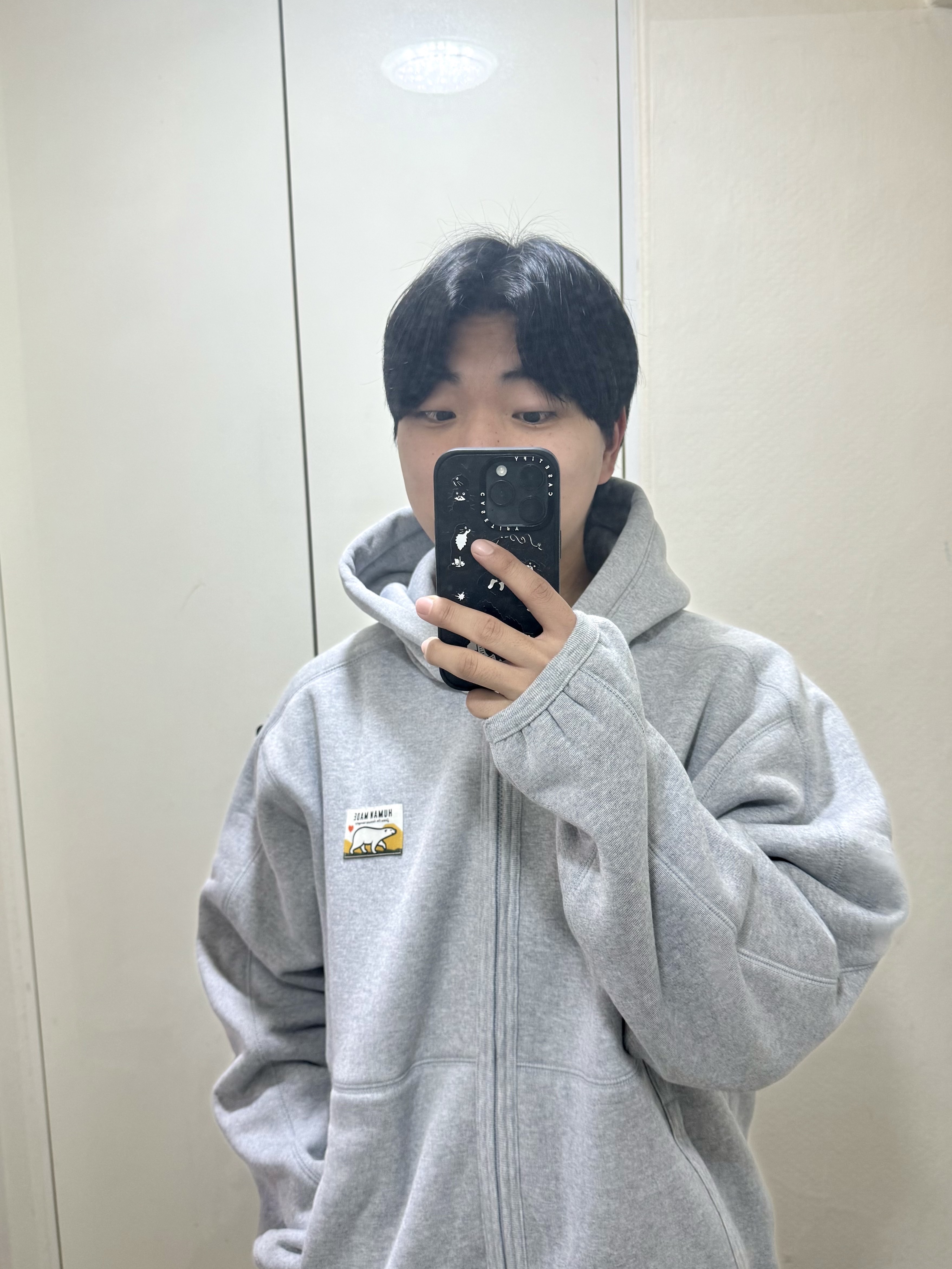 Human Made Fleece Sweat Zip Hoodie Gray 착용 스타일