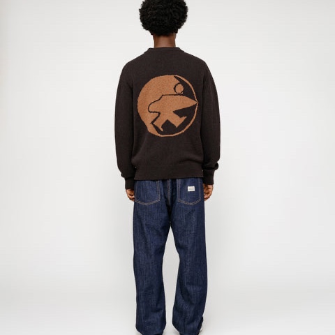 Stussy x Our Legacy Work Shop Knitted Roundneck Sweater Dark Brown Surfman 착용 스타일 - 4