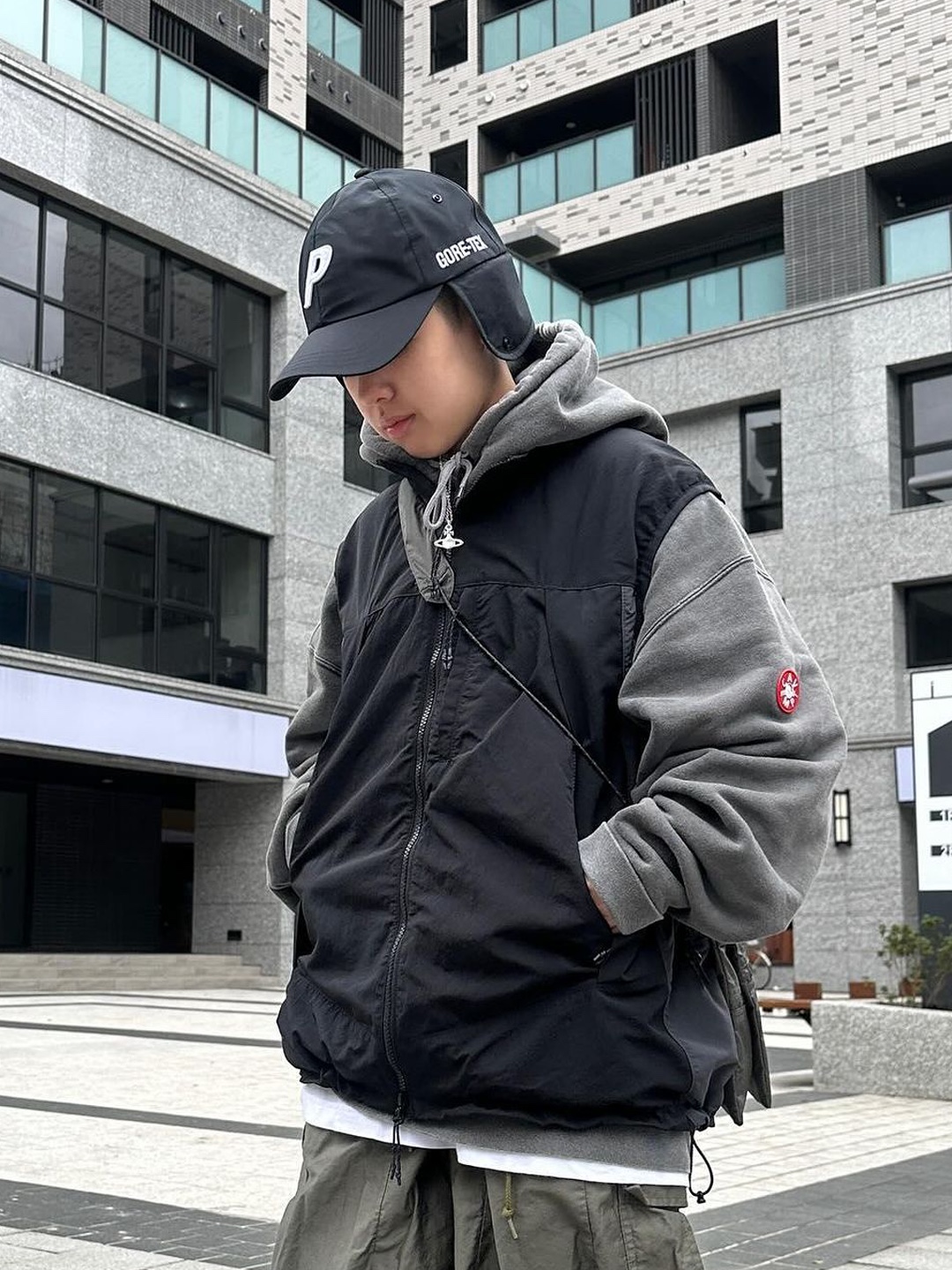 Cav Empt Wool Boa Inner Zip Jacket Green - 24SS, Cav Empt Fleece Zip Up Black - 23FW 착용 스타일 - 3