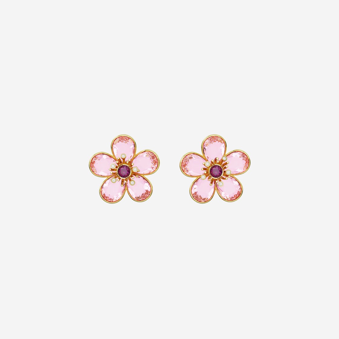 (W) Swarovski Florere Stud Earrings Pink Gold Plated 상세 이미지 1