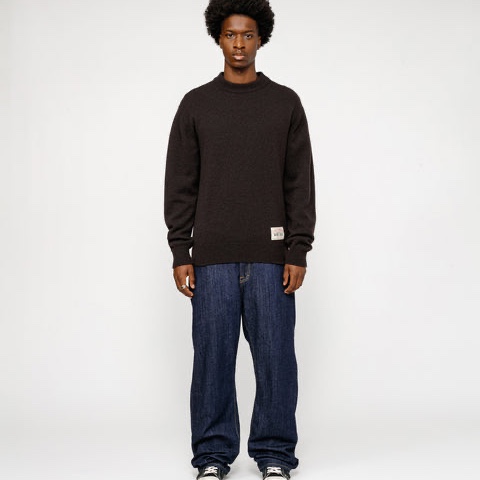 Stussy x Our Legacy Work Shop Knitted Roundneck Sweater Dark Brown Surfman 착용 스타일 - 2