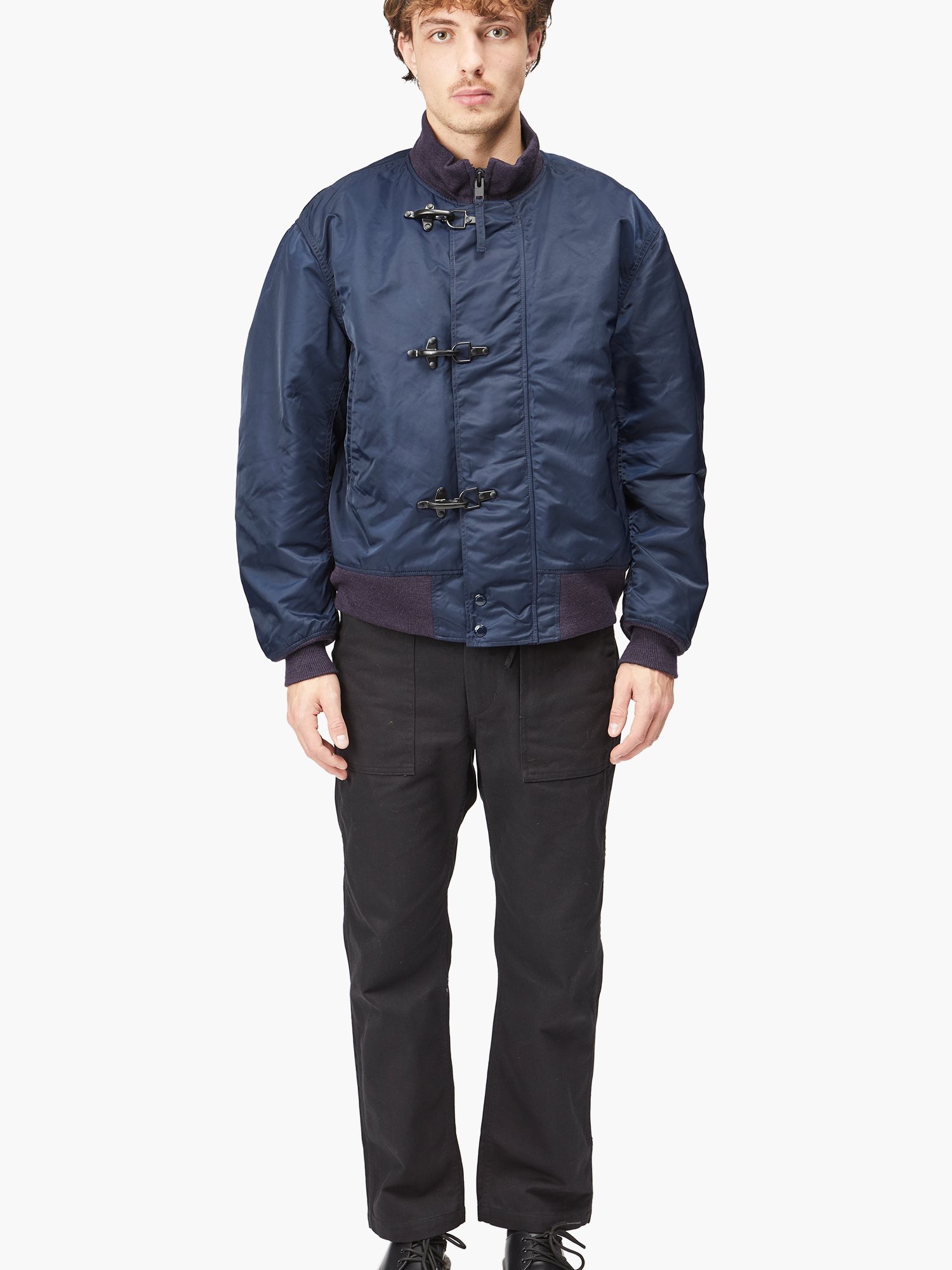 Engineered Garments Poly Seagull Print Oxford Deck Jacket Navy 착용 스타일 - 2