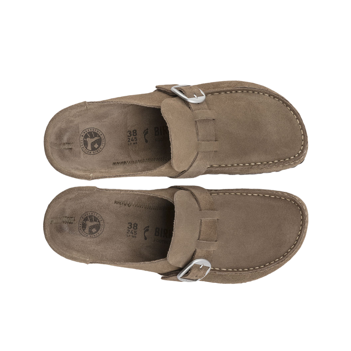 (W) 버켄스탁 버클리 스웨이드 레더 그레이 토프 - 내로우((W) Birkenstock Buckley Suede Leather Gray Taupe - Narrow) - 2