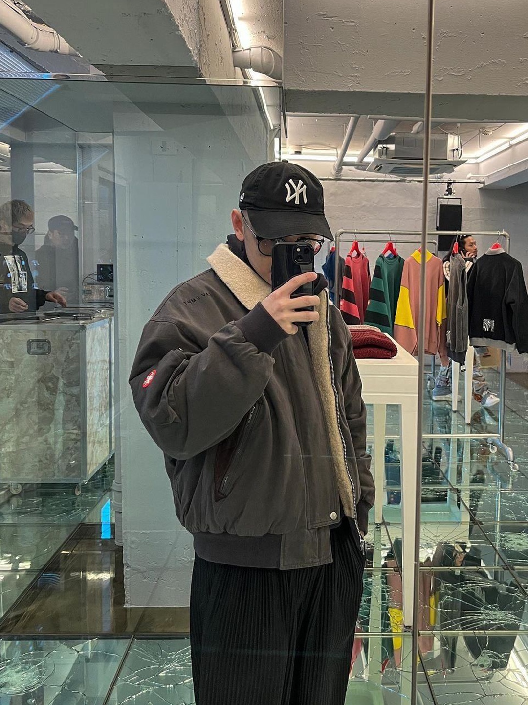 Cav Empt Wool Boa Inner Zip Jacket Green - 24SS, Cav Empt Fleece Zip Up Black - 23FW 착용 스타일 - 2