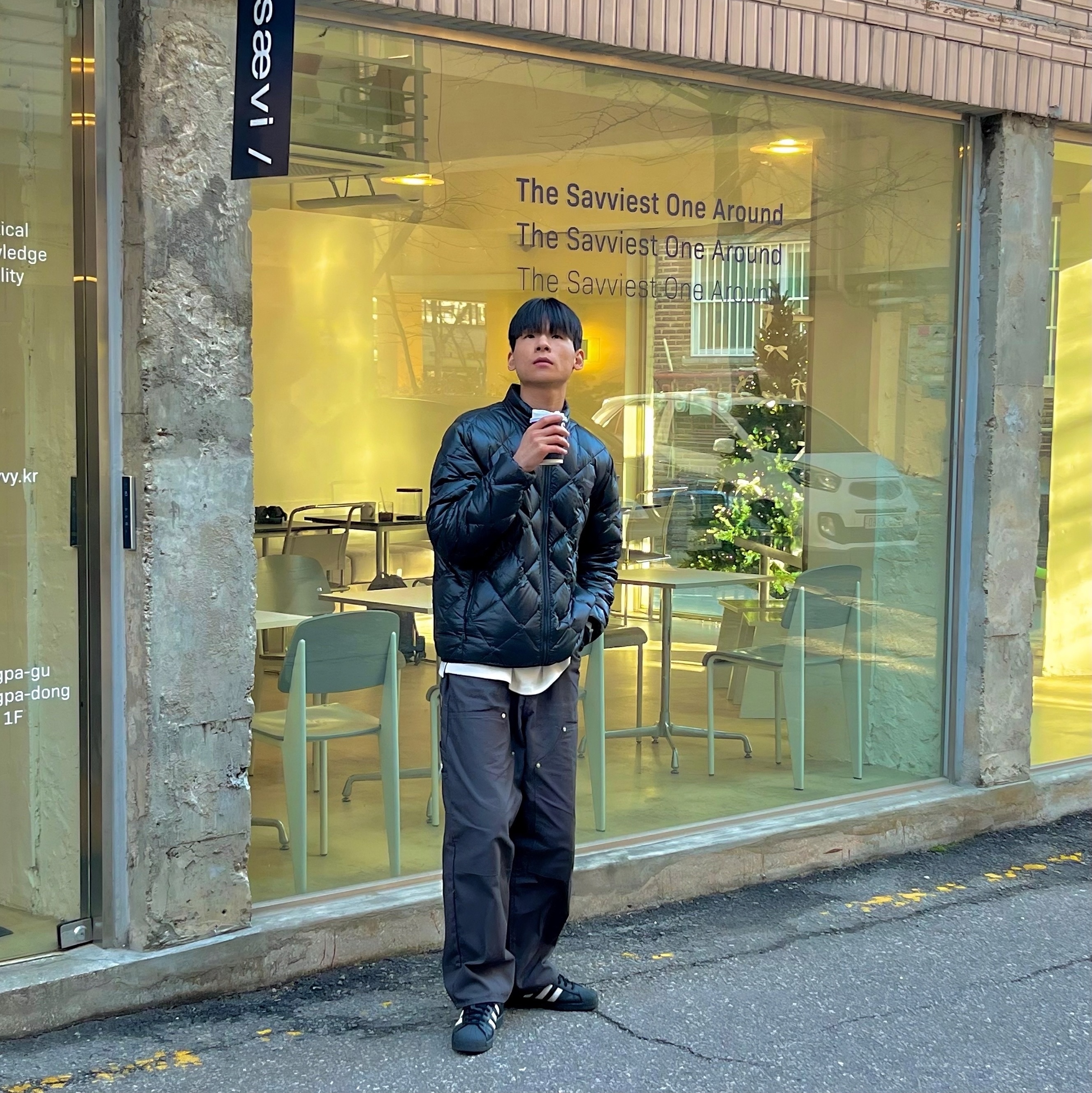thisisneverthat Ultralight Down Jacket Black 착용 스타일