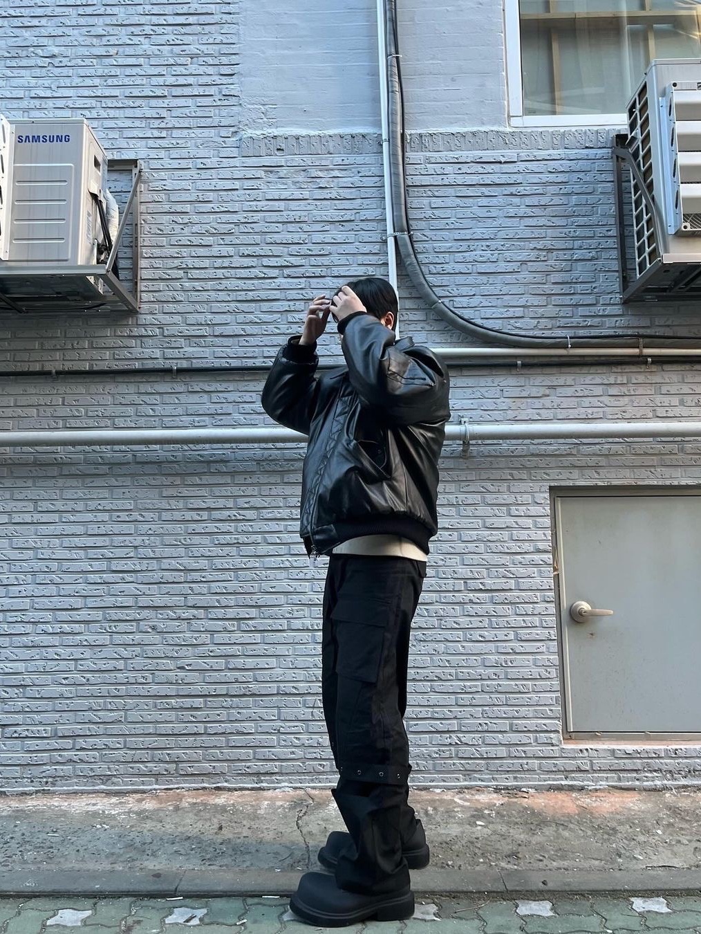 Civision by CSC CT Light Cargo Pants Black 착용 스타일 - 2