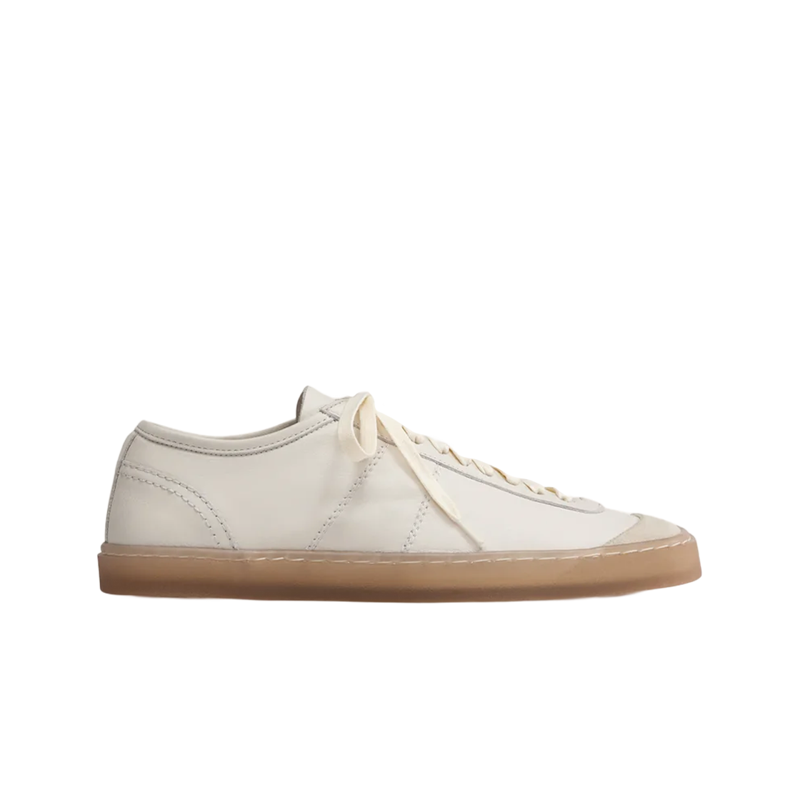 FO0037-LL0010-038 Lemaire Linoleum Basic Laced Up Trainers Clay White