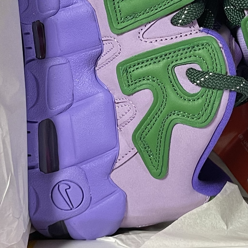 Nike x Ambush Air More Uptempo Low Lilac and Apple Green 착용 스타일