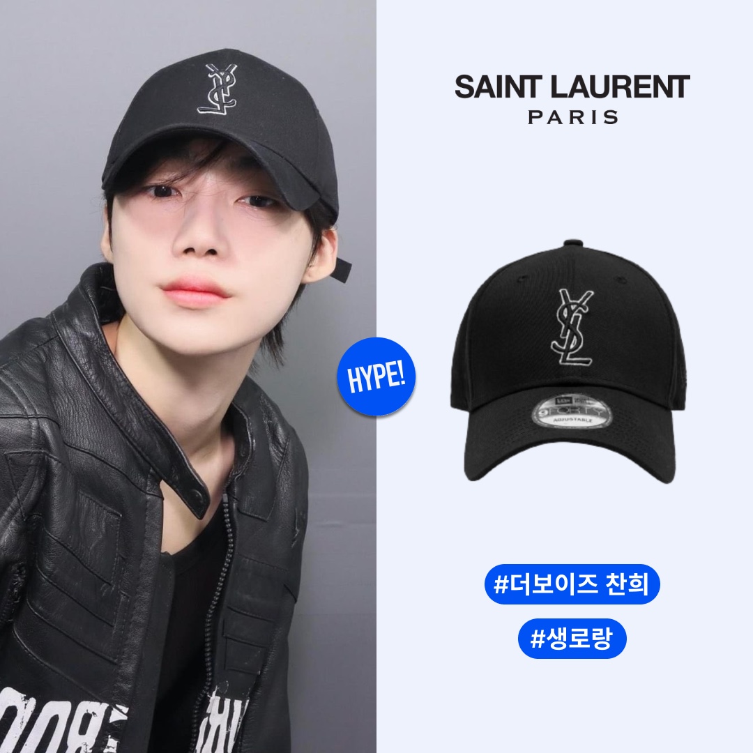 Saint Laurent x New Era YSL Monogram Cap Black 착용 스타일 - 1