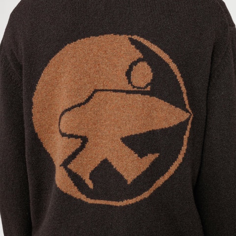 Stussy x Our Legacy Work Shop Knitted Roundneck Sweater Dark Brown Surfman 착용 스타일 - 1