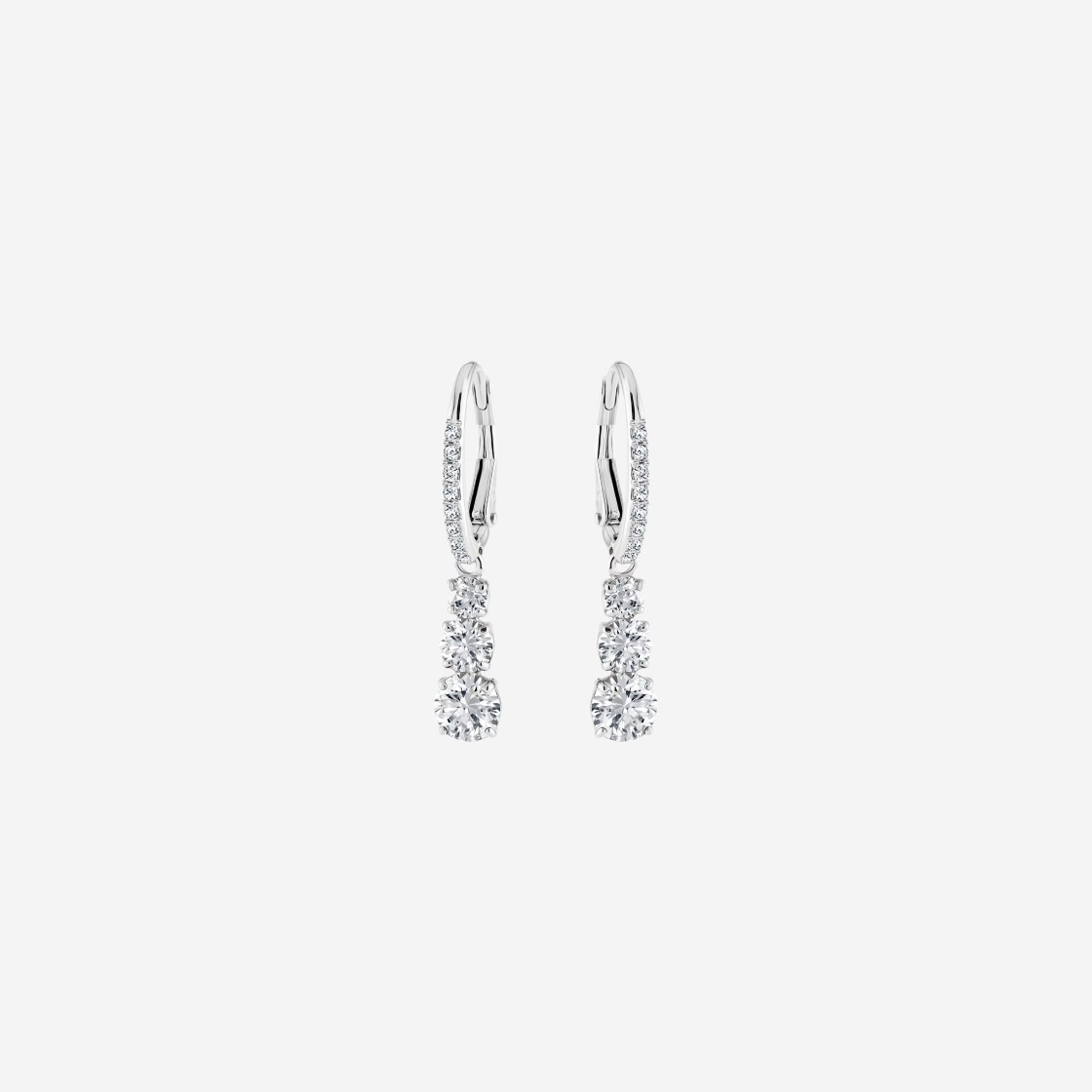 (W) Swarovski Attract Trilogy Hoop Earrings White Rhodium Plated 상세 이미지 1