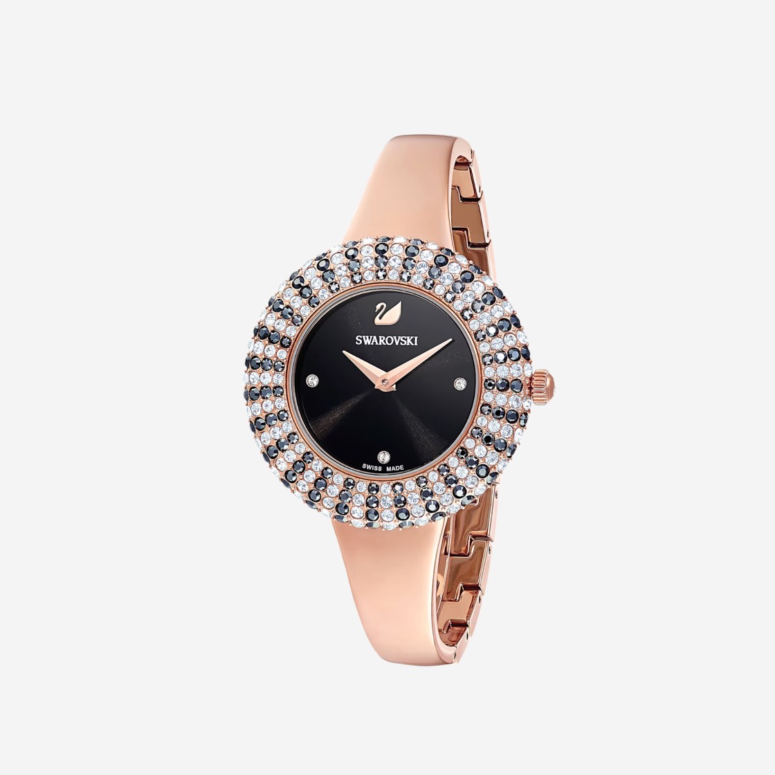 (W) Swarovski Crystal Rose Watch Black Rose Gold 상세 이미지 2