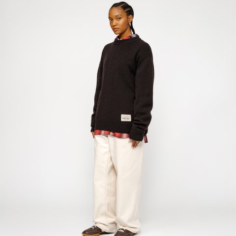 Stussy x Our Legacy Work Shop Knitted Roundneck Sweater Dark Brown Surfman 착용 스타일 - 6