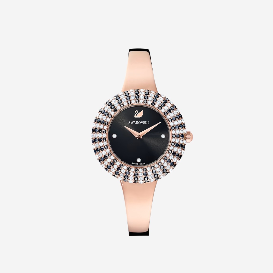 (W) Swarovski Crystal Rose Watch Black Rose Gold 상세 이미지 1