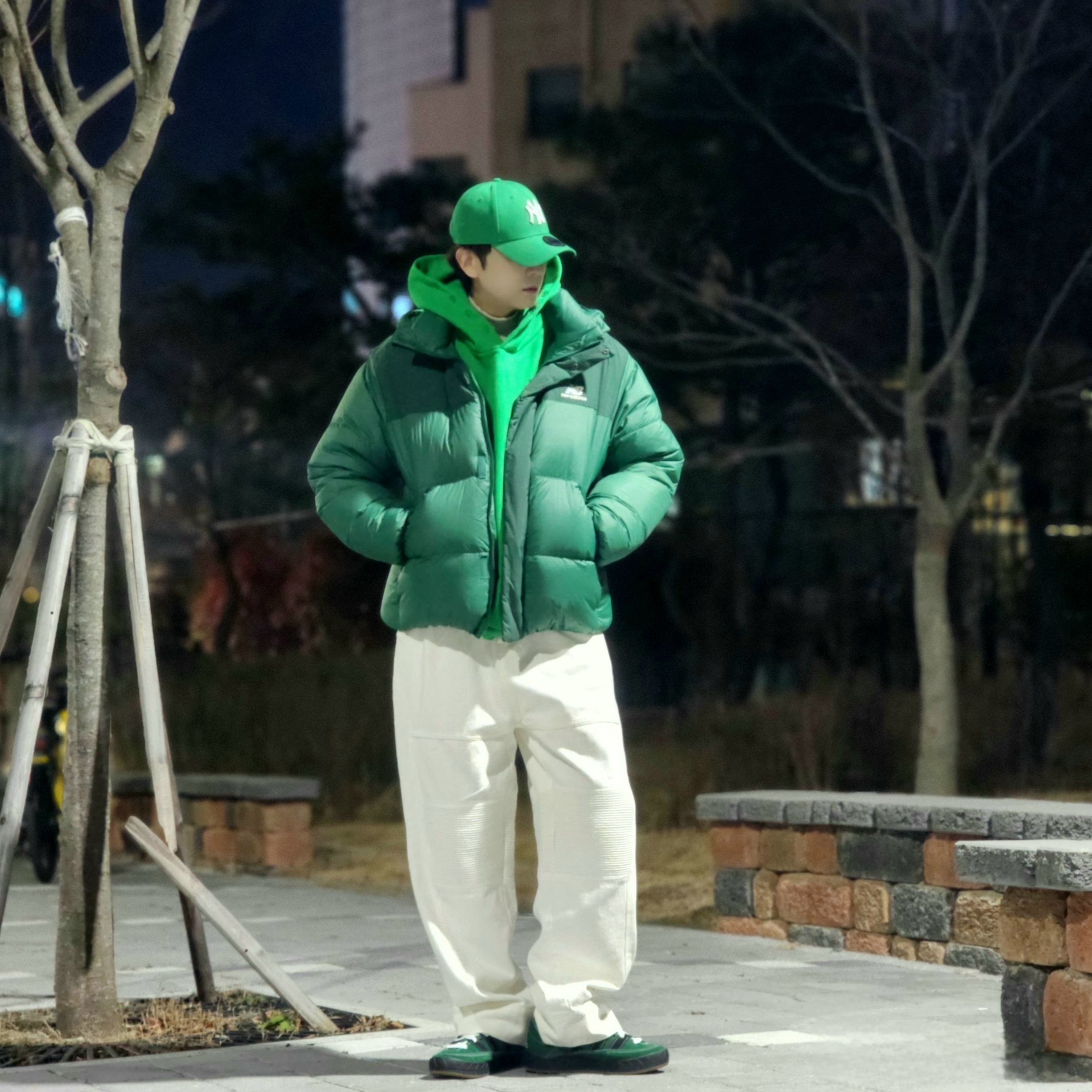 Adidas x YNuK Adimatic Dark Green Core Black, Grailz Geometry Hoodie Celtic Green 착용 스타일 - 6