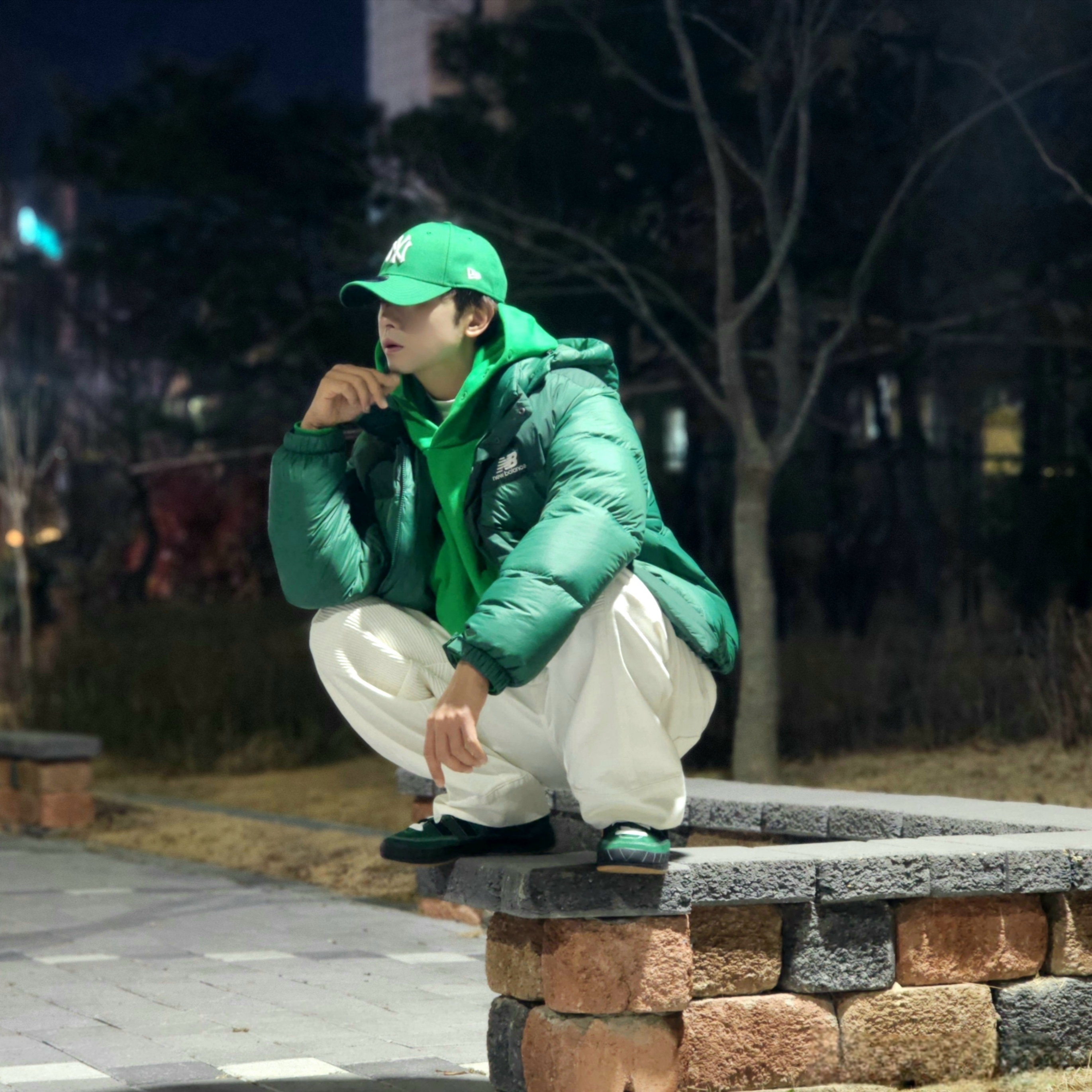 Adidas x YNuK Adimatic Dark Green Core Black, Grailz Geometry Hoodie Celtic Green 착용 스타일 - 1