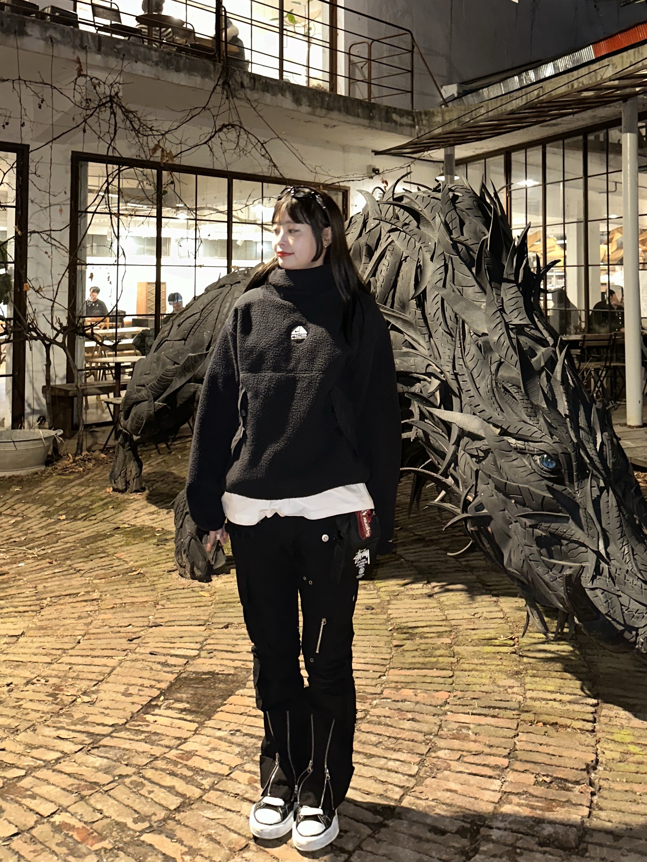 Maison Mihara Yasuhiro Peterson OG Sole Canvas Low Sneakers Black, Supreme x Nike ACG Fleece Pullover Black - 22FW 착용 스타일 - 6