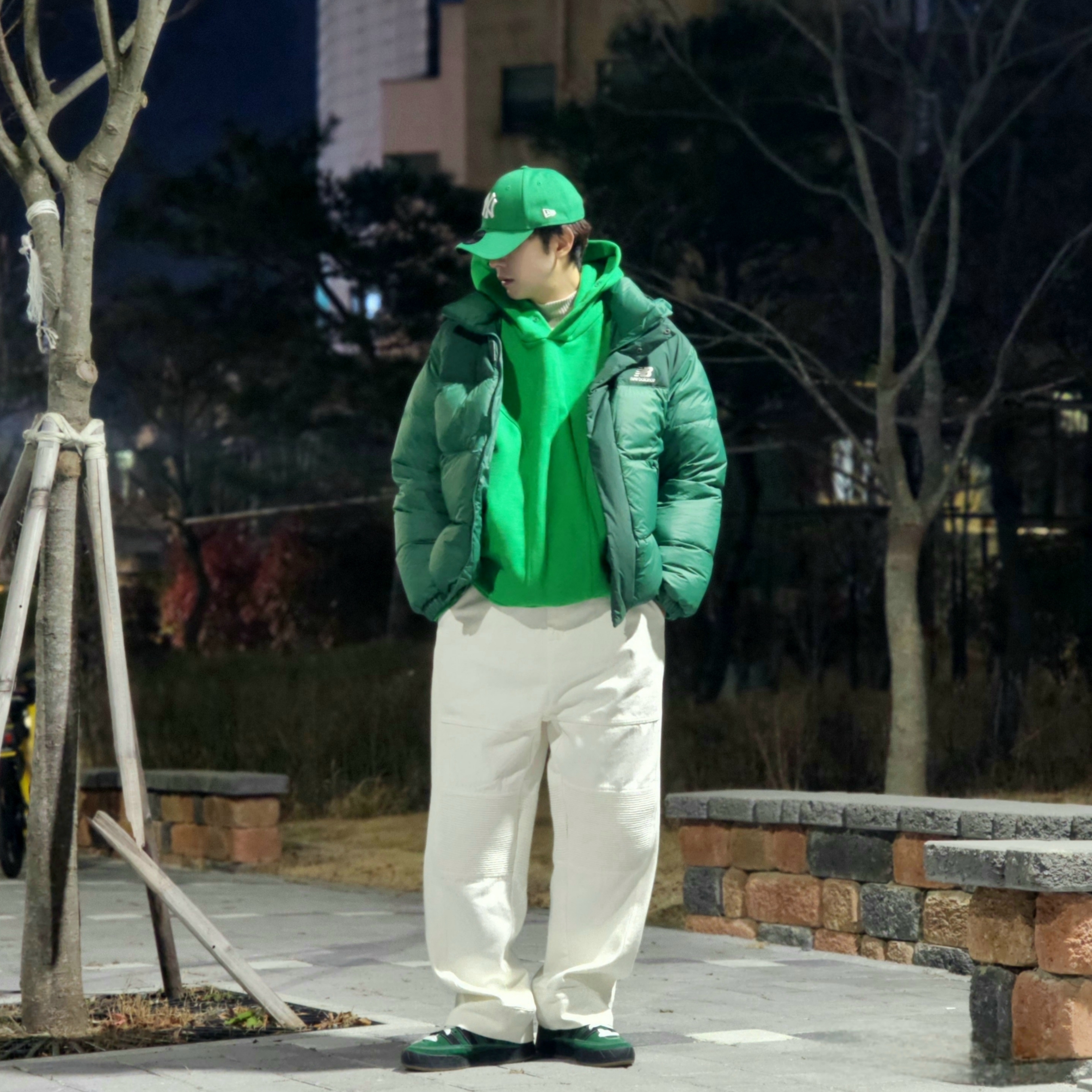 Adidas x YNuK Adimatic Dark Green Core Black, Grailz Geometry Hoodie Celtic Green 착용 스타일 - 5