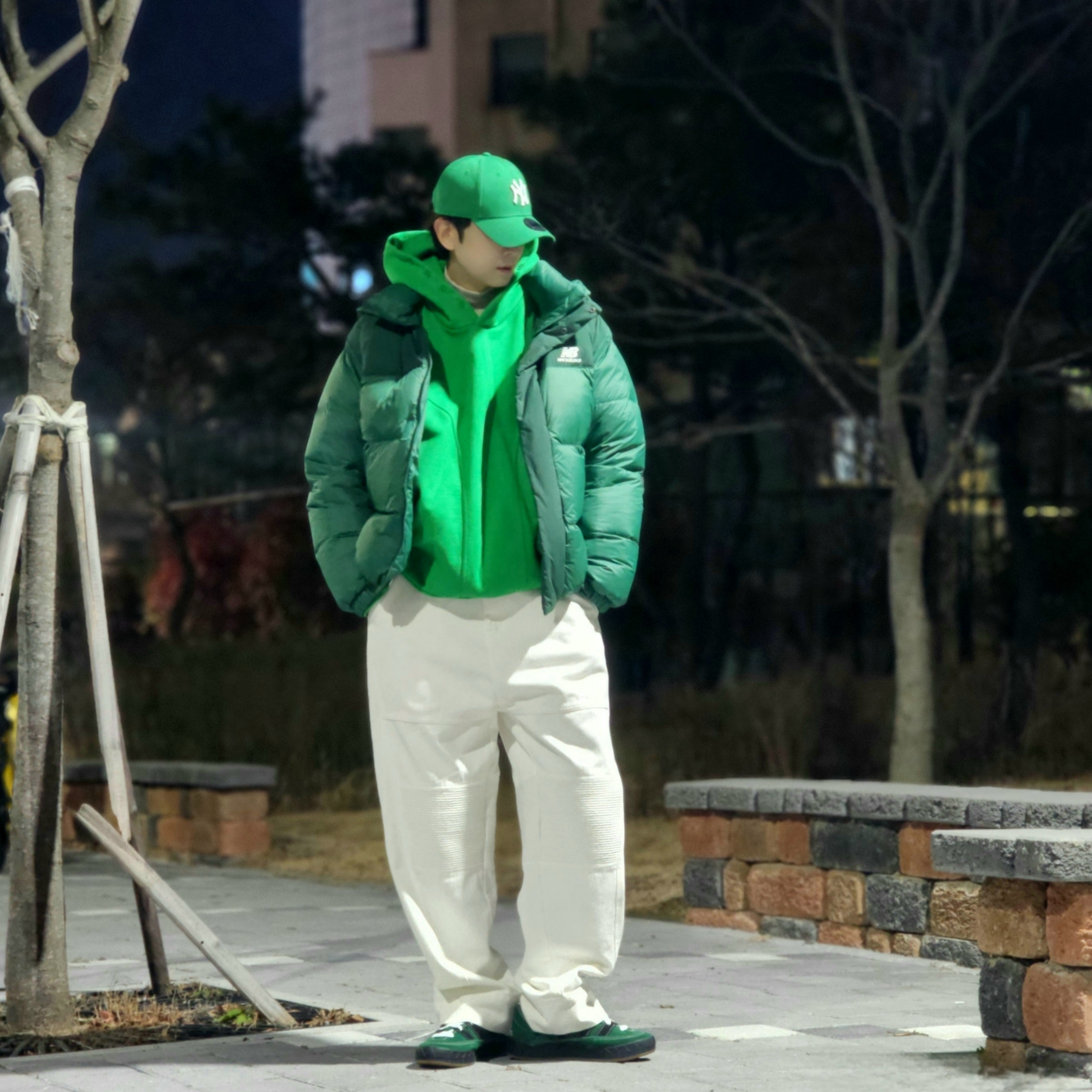 Adidas x YNuK Adimatic Dark Green Core Black, Grailz Geometry Hoodie Celtic Green 착용 스타일 - 4