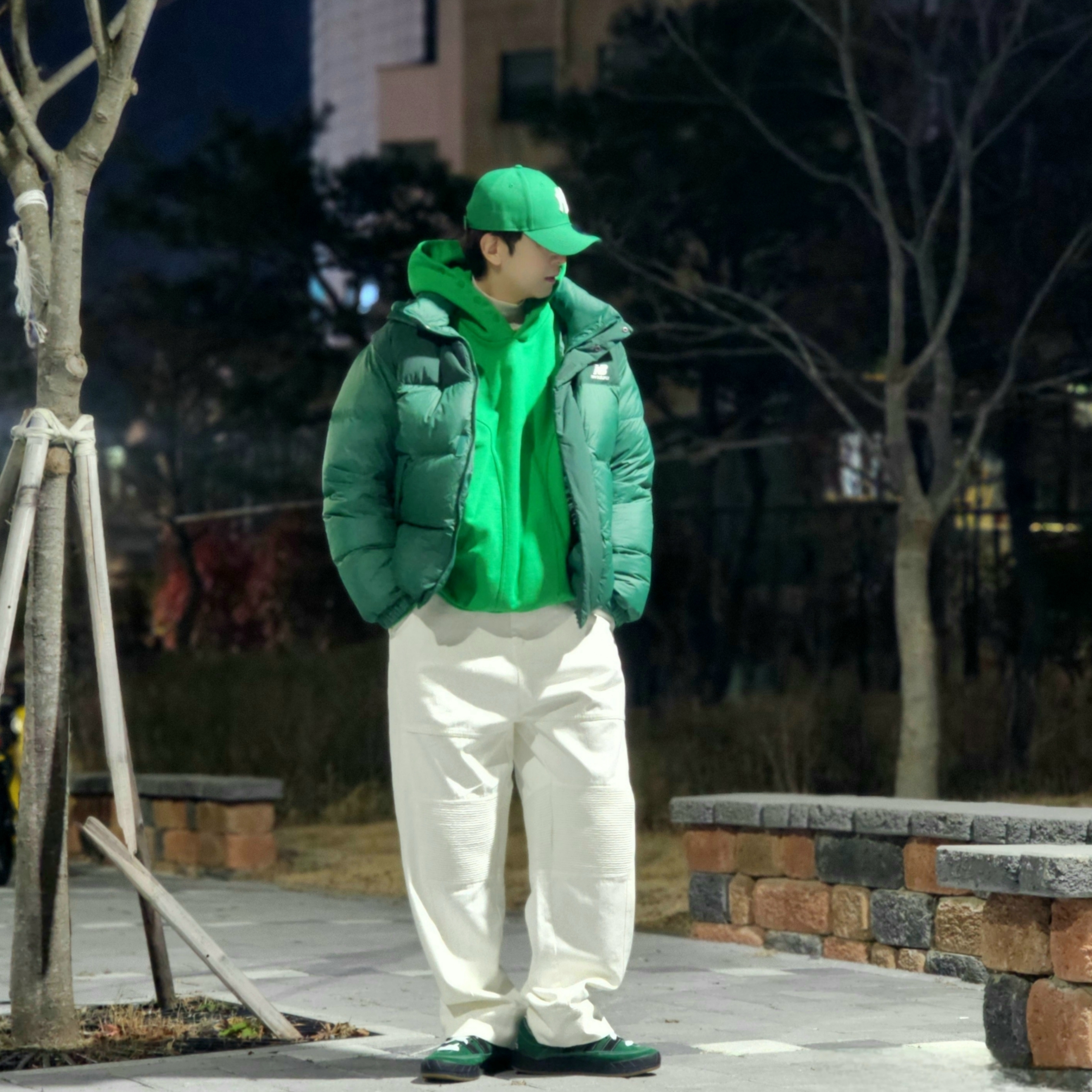 Adidas x YNuK Adimatic Dark Green Core Black, Grailz Geometry Hoodie Celtic Green 착용 스타일 - 3