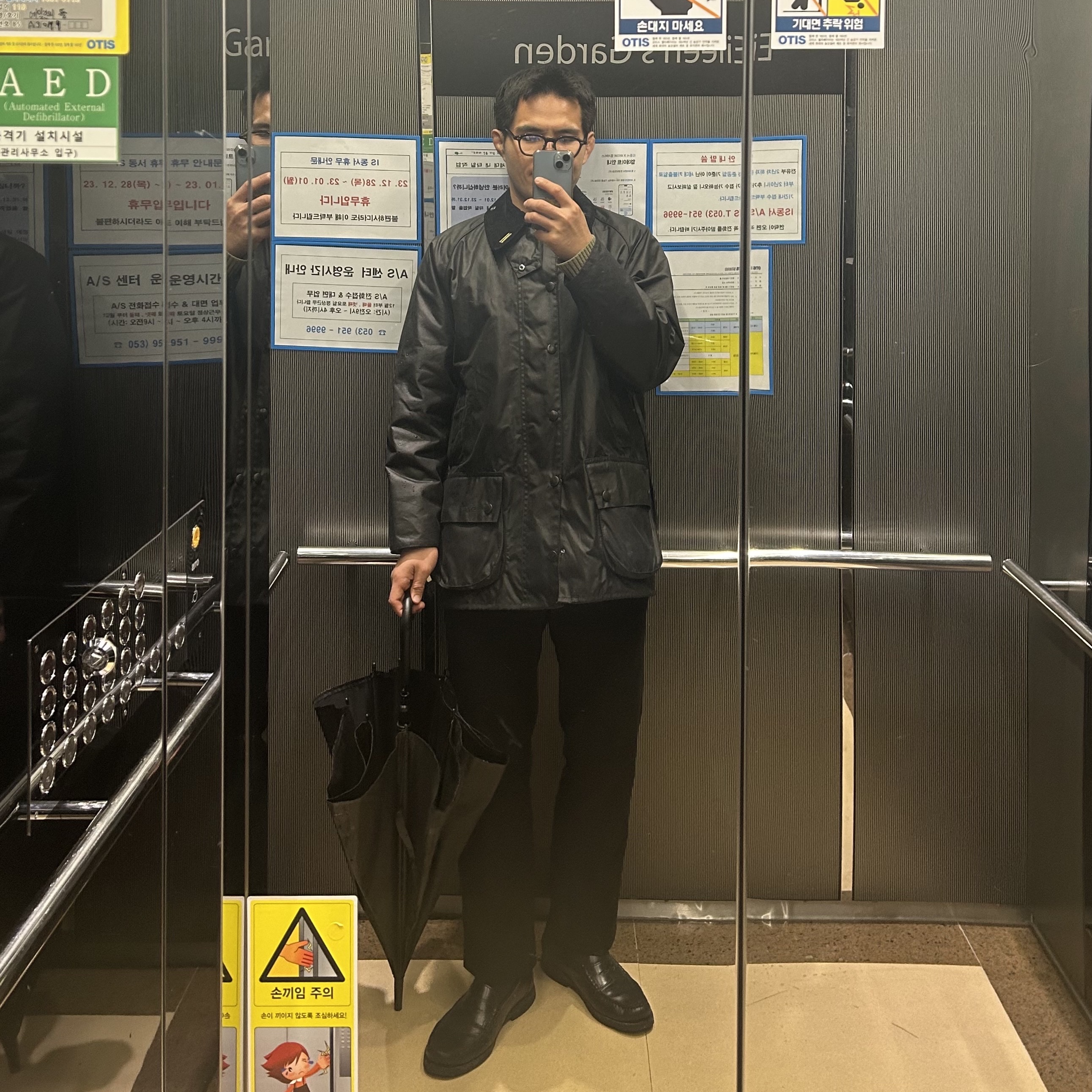 Barbour SL Bedale Wax Cotton Jacket Black 착용 스타일