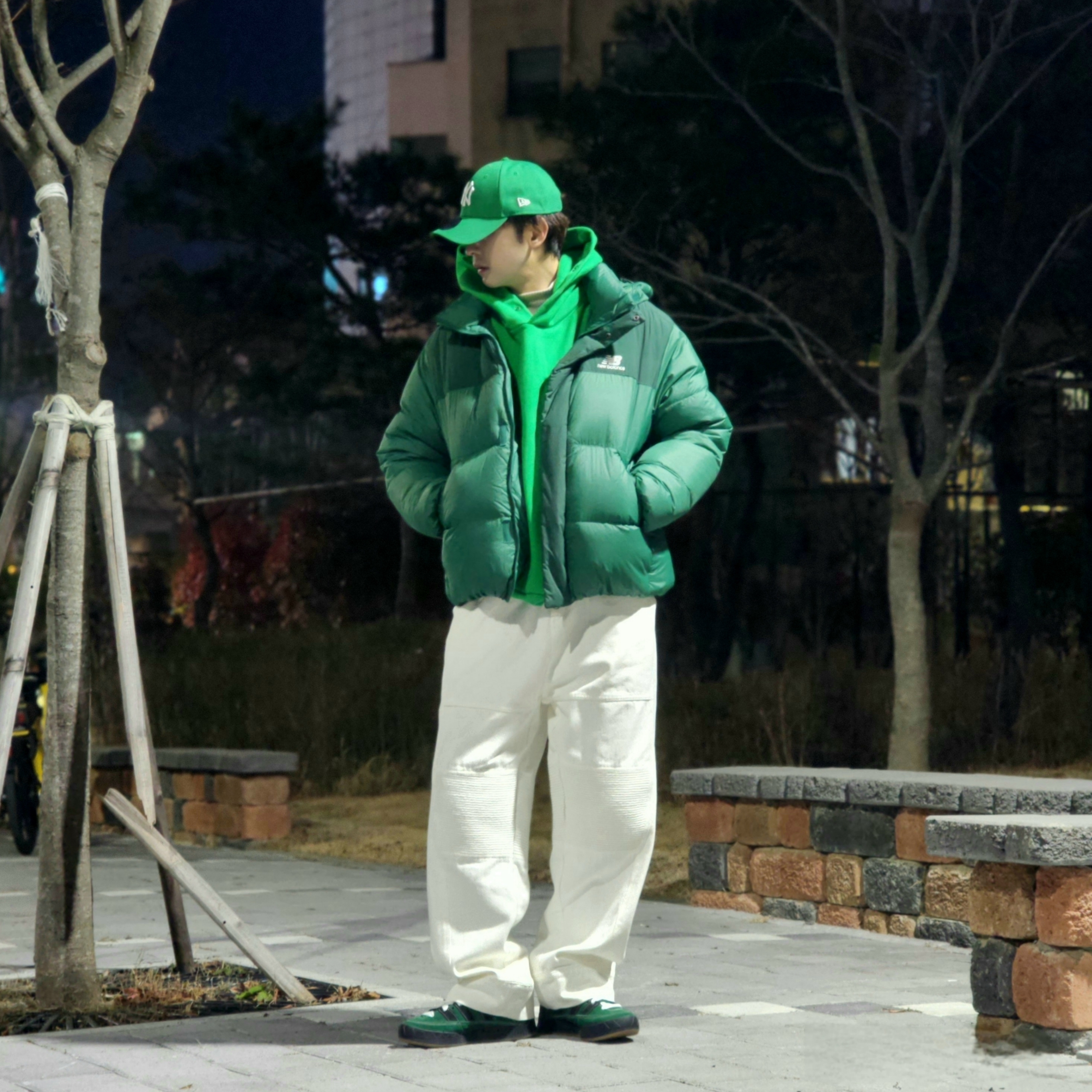 Adidas x YNuK Adimatic Dark Green Core Black, Grailz Geometry Hoodie Celtic Green 착용 스타일 - 7