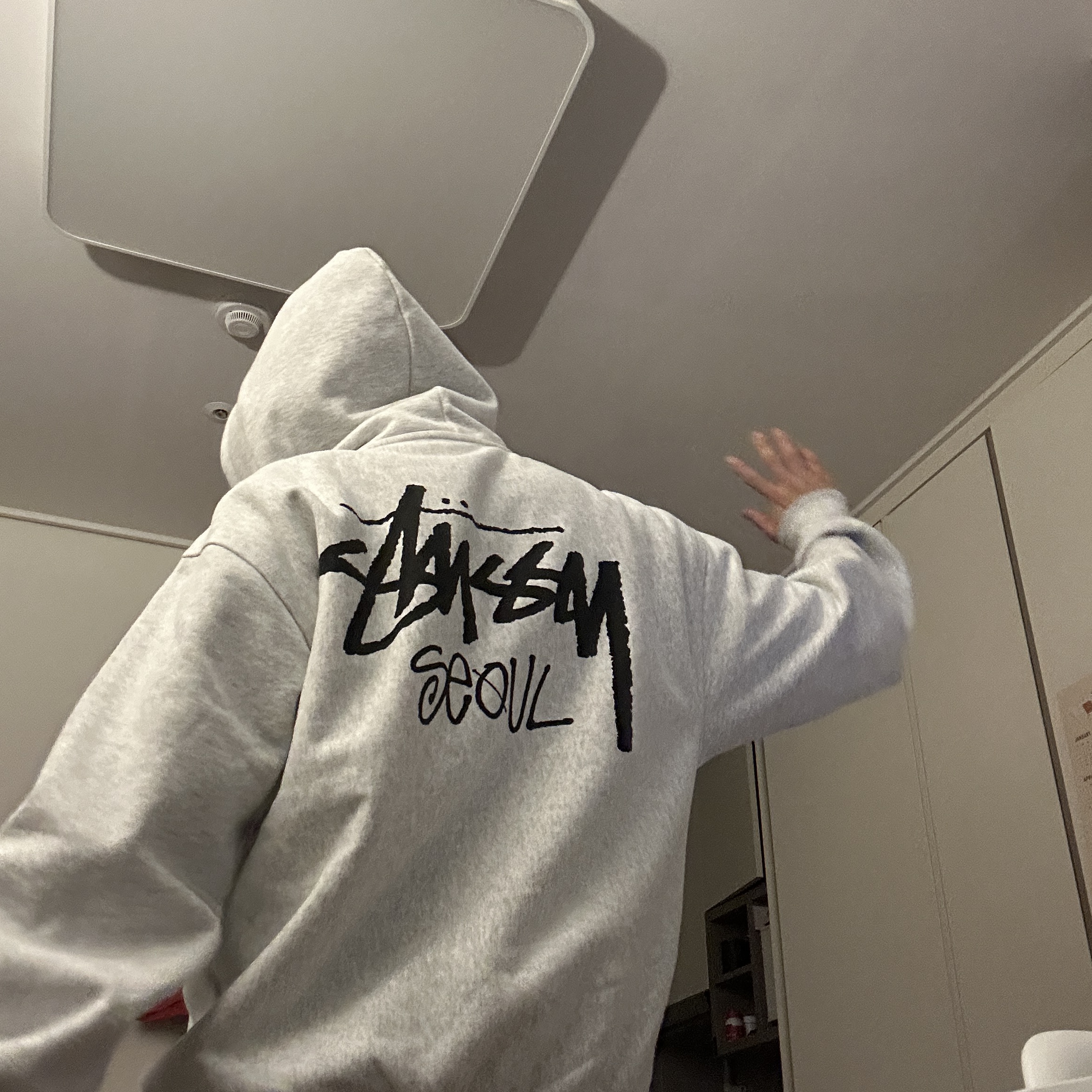 Stussy Stock Seoul Hood Ash Heather 2023 착용 스타일