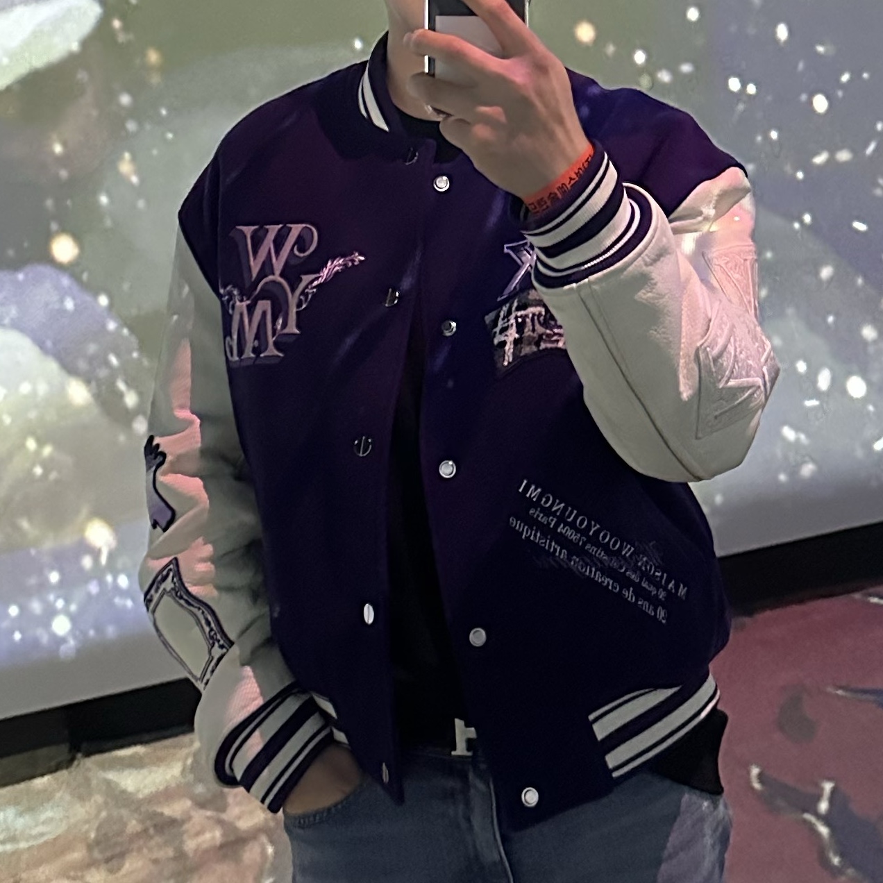 Wooyoungmi Varsity Jacket Violet - 23SS 착용 스타일