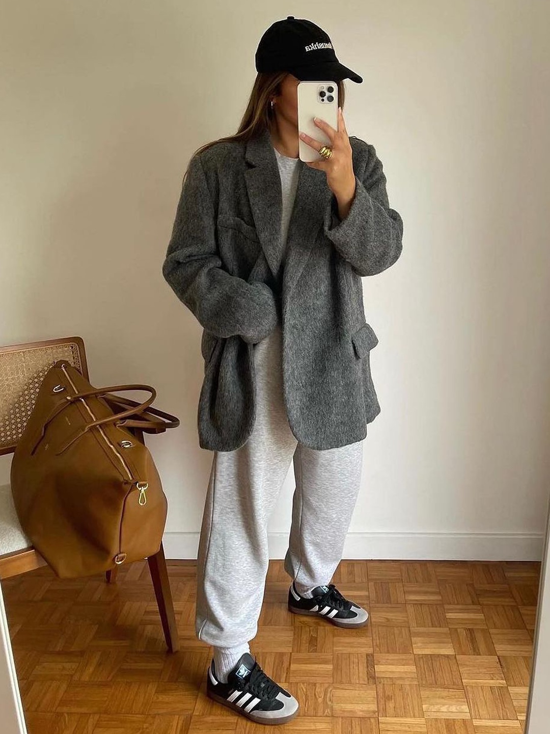 (W) COS Boxy Fit Double Faced Wool Jacket Grey 착용 스타일 - 4