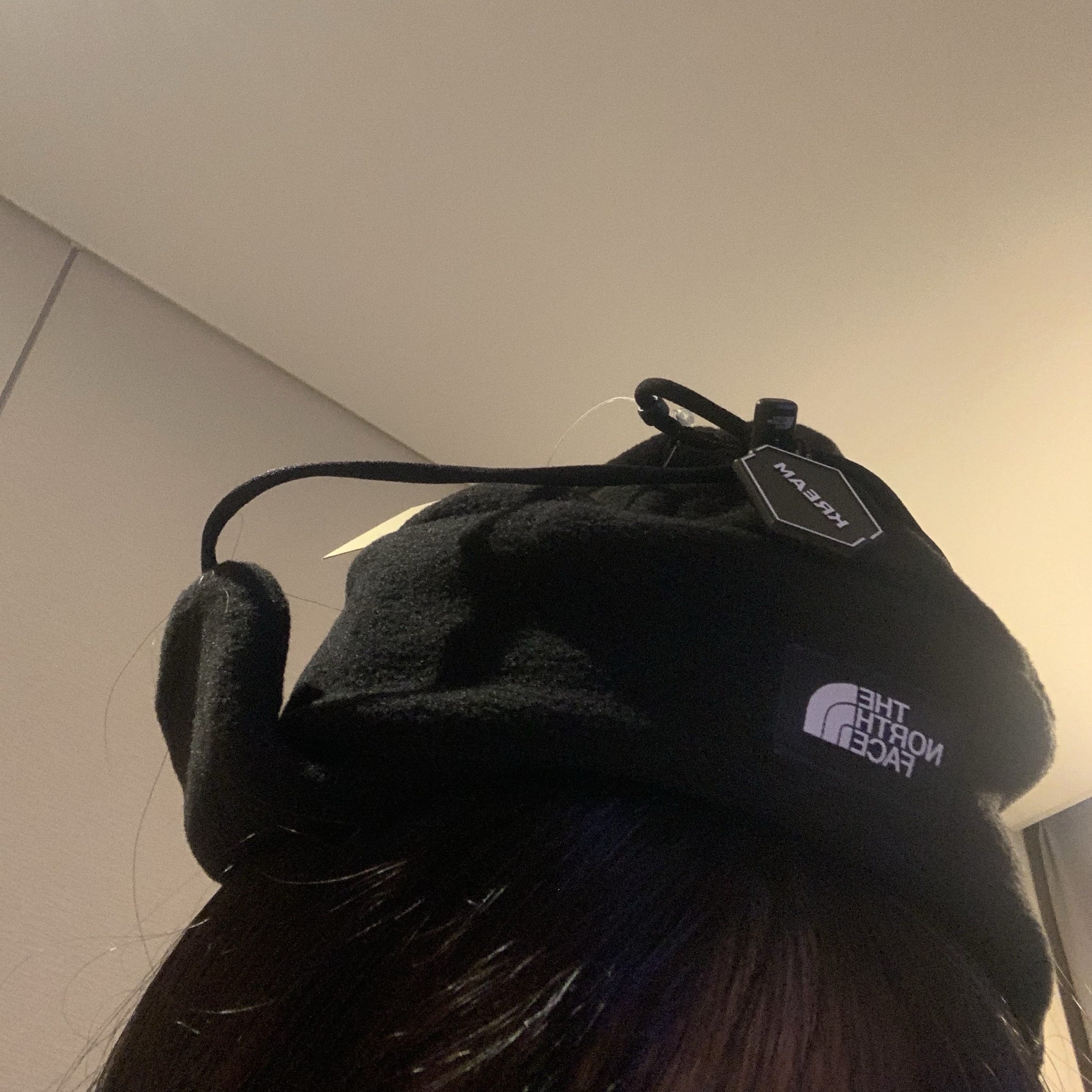 The North Face Fleece Earmuff Beanie Black 착용 스타일