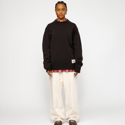 Stussy x Our Legacy Work Shop Knitted Roundneck Sweater Dark Brown Surfman 착용 스타일 - 5