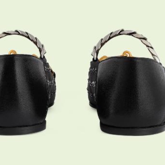 (W) Gucci Lovelight Ballet Flat with Horsebit Black 착용 스타일 - 4