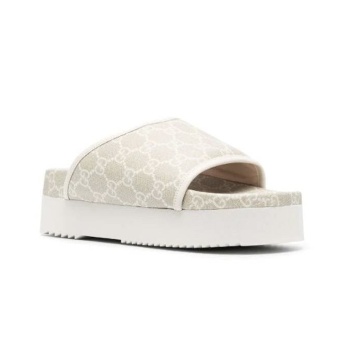 (W) Gucci Platform Slide Mystic White 착용 스타일 - 4