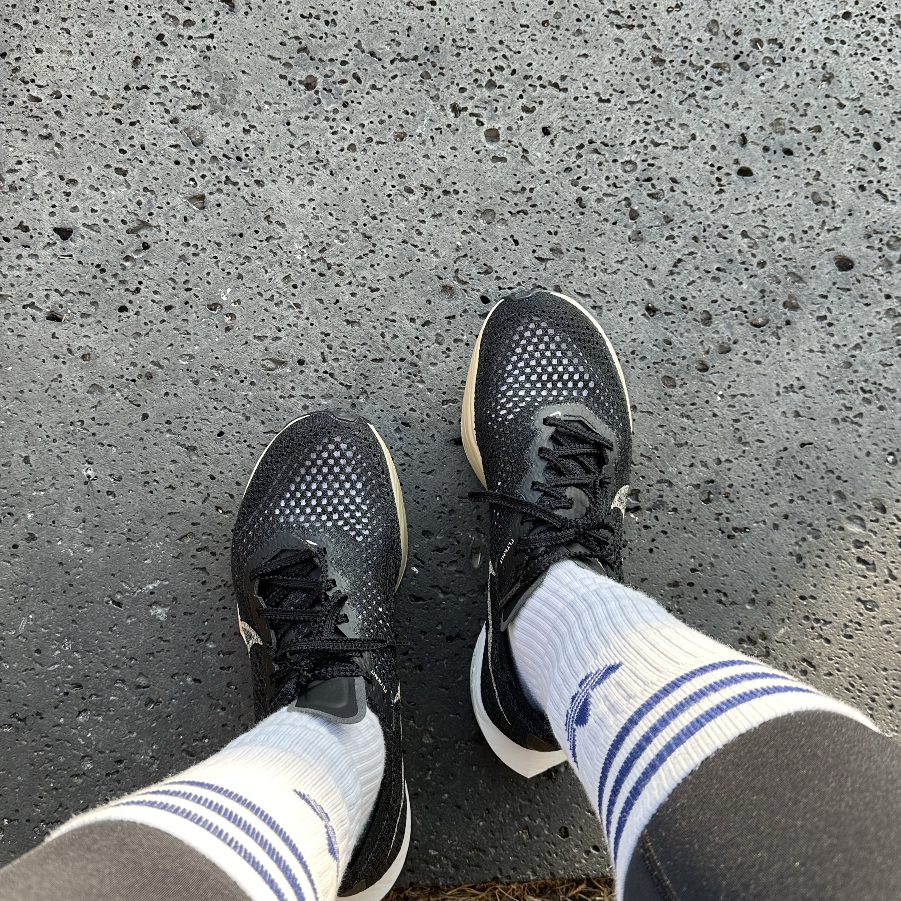 (W) Nike ZoomX Vaporfly Next% 3 Black Metallic Gold Grain 착용 스타일 - 1