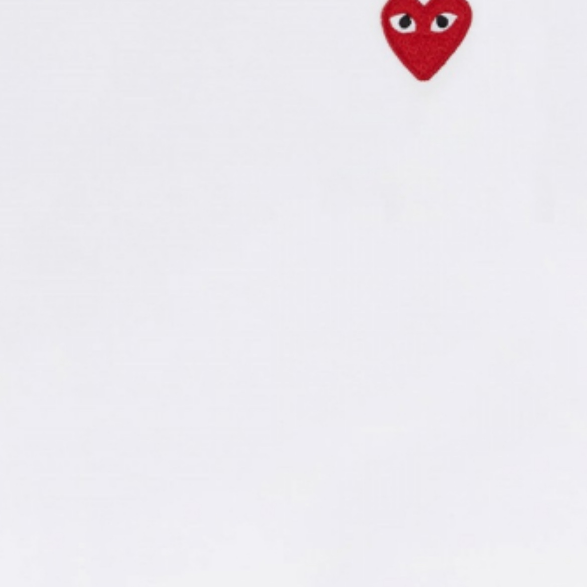 (W) Play Comme des Garcons Red Heart T-Shirt White 착용 스타일