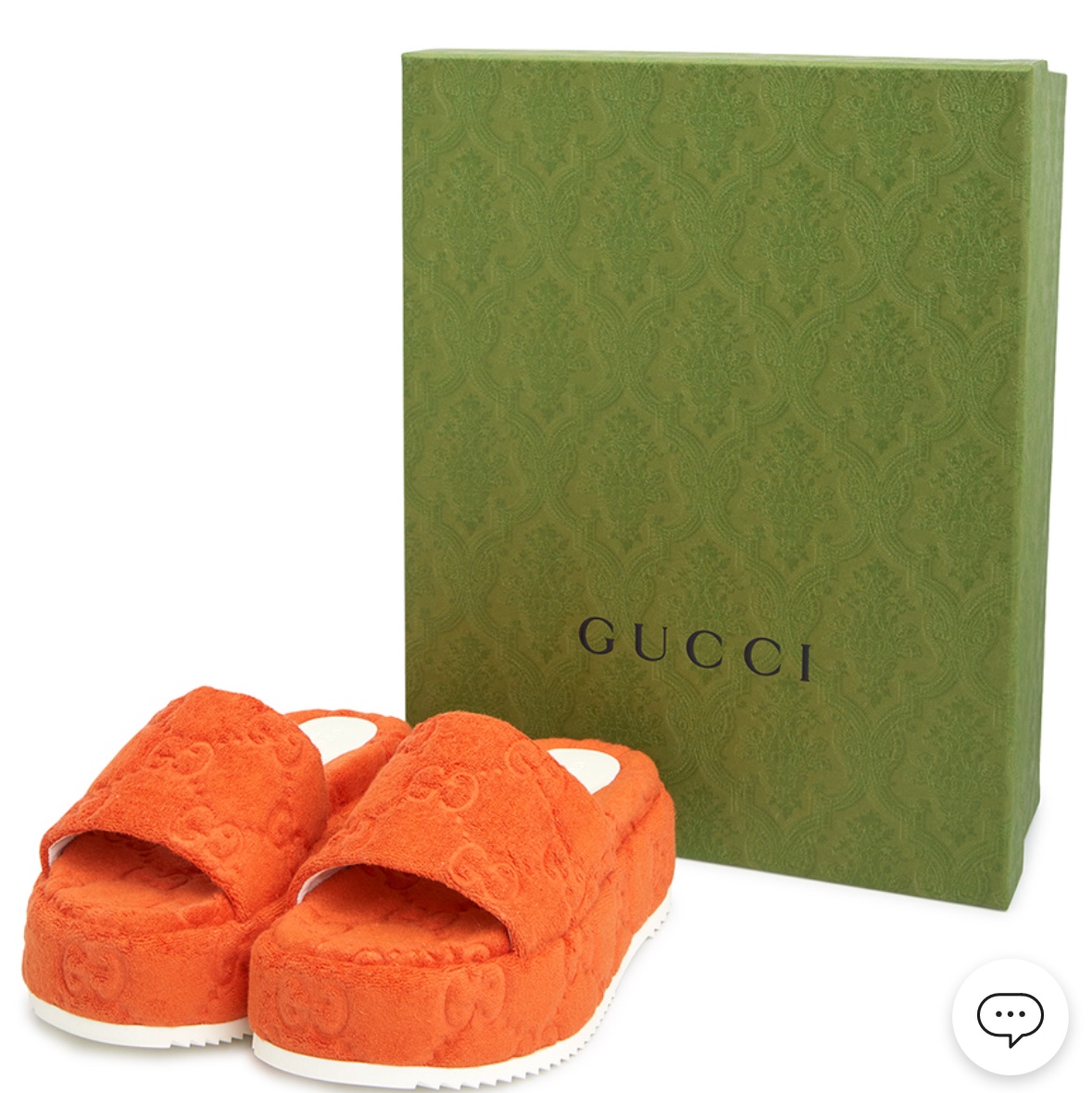 (W) Gucci GG Platform Slide Sandal Deep Orange 착용 스타일 - 1