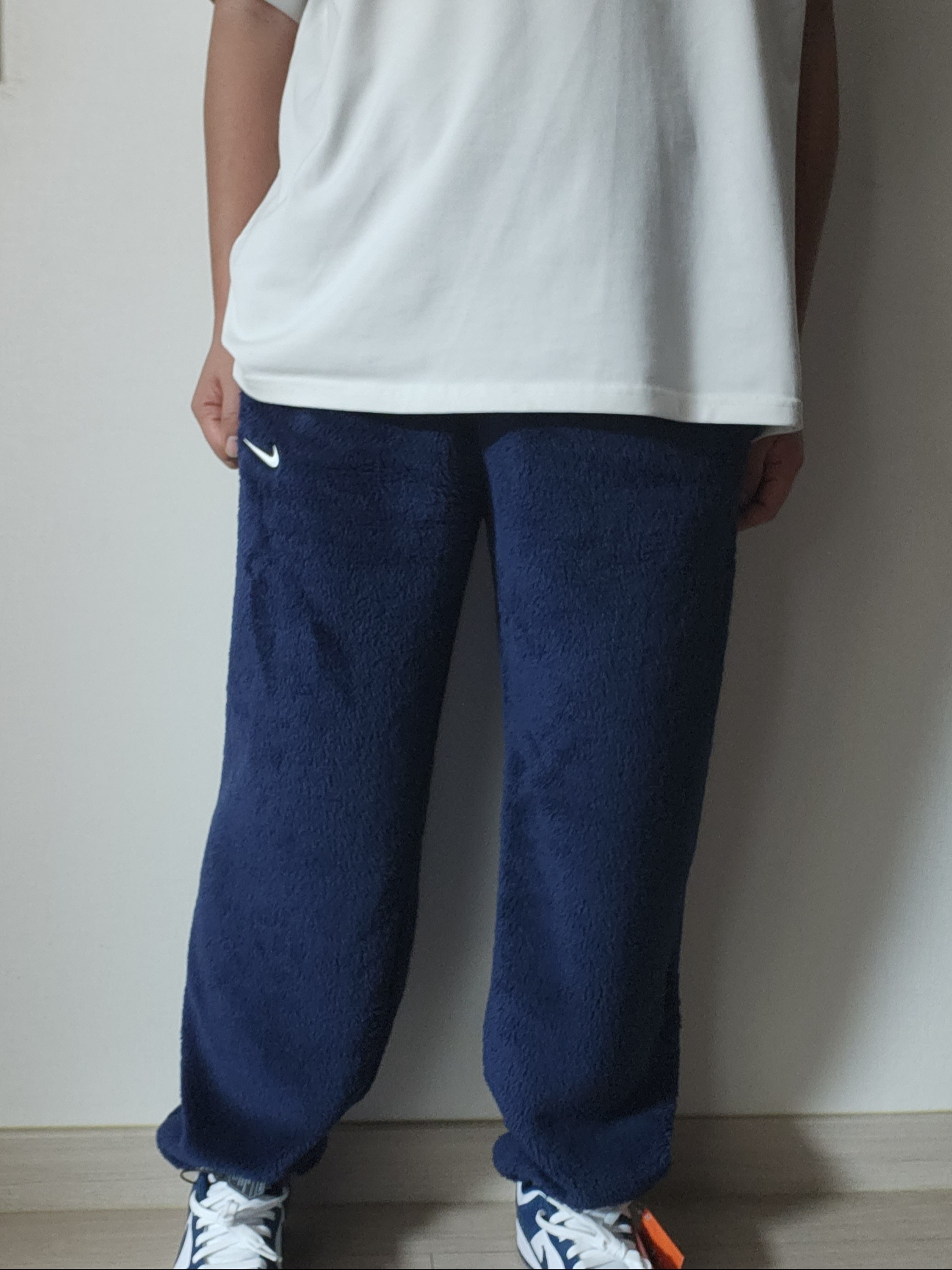 (W) Nike x Drake Nocta 8K Peaks Fleece Pants Midnight Navy (DV3643-410), Nike Dunk Low Retro Valerian Blue 착용 스타일