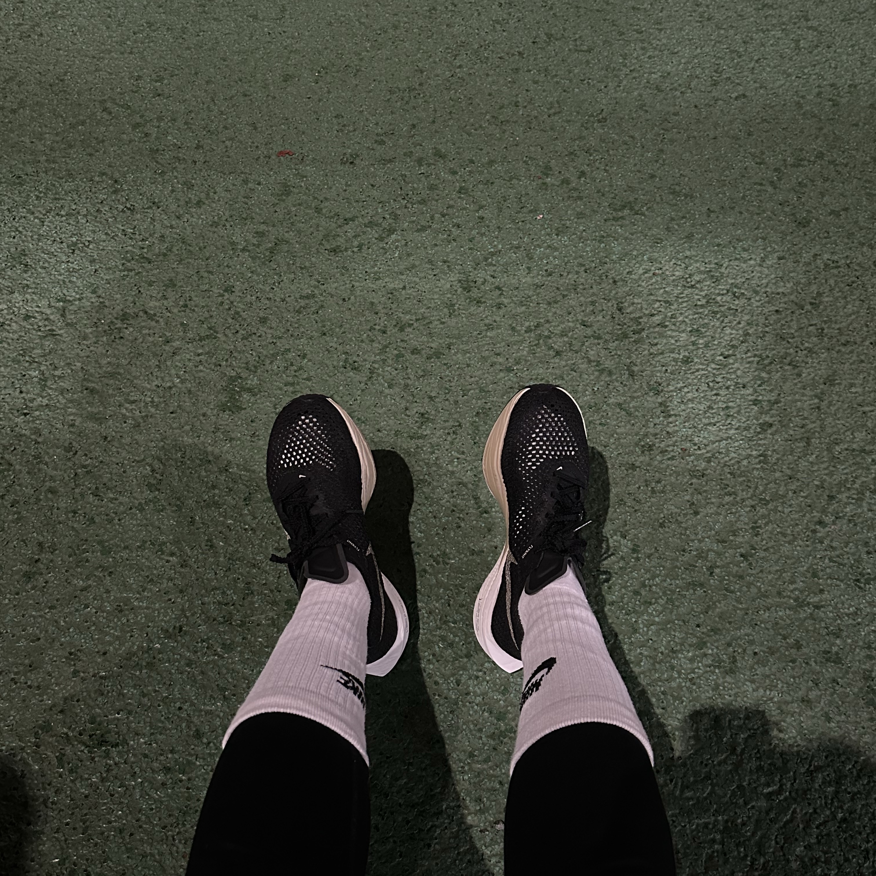 (W) Nike ZoomX Vaporfly Next% 3 Black Metallic Gold Grain 착용 스타일 - 2